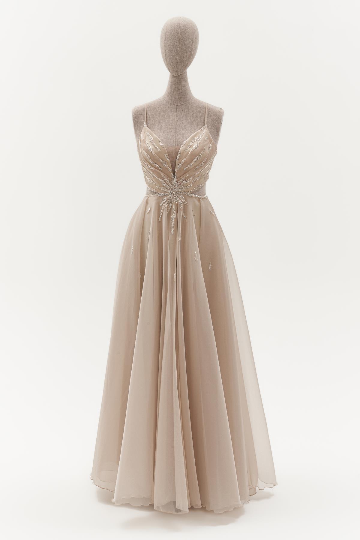 Sırtı Dekolteli Üstü Payet Elbise - Eser Giyim