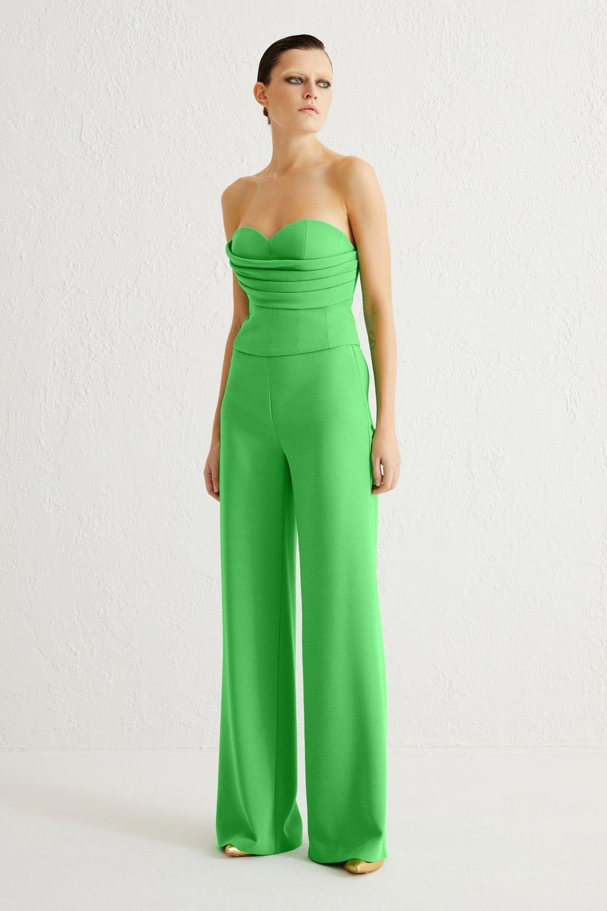 Straplez Drapeli Crop Top - Eser Giyim