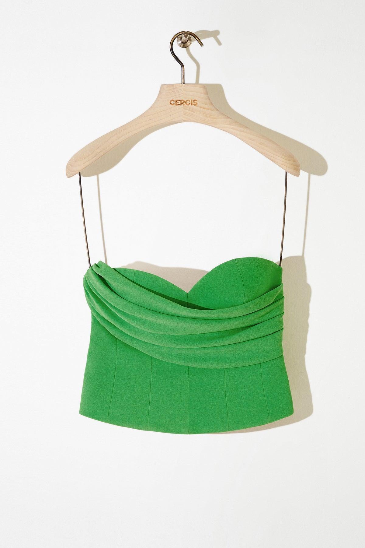 Straplez Drapeli Crop Top - Eser Giyim