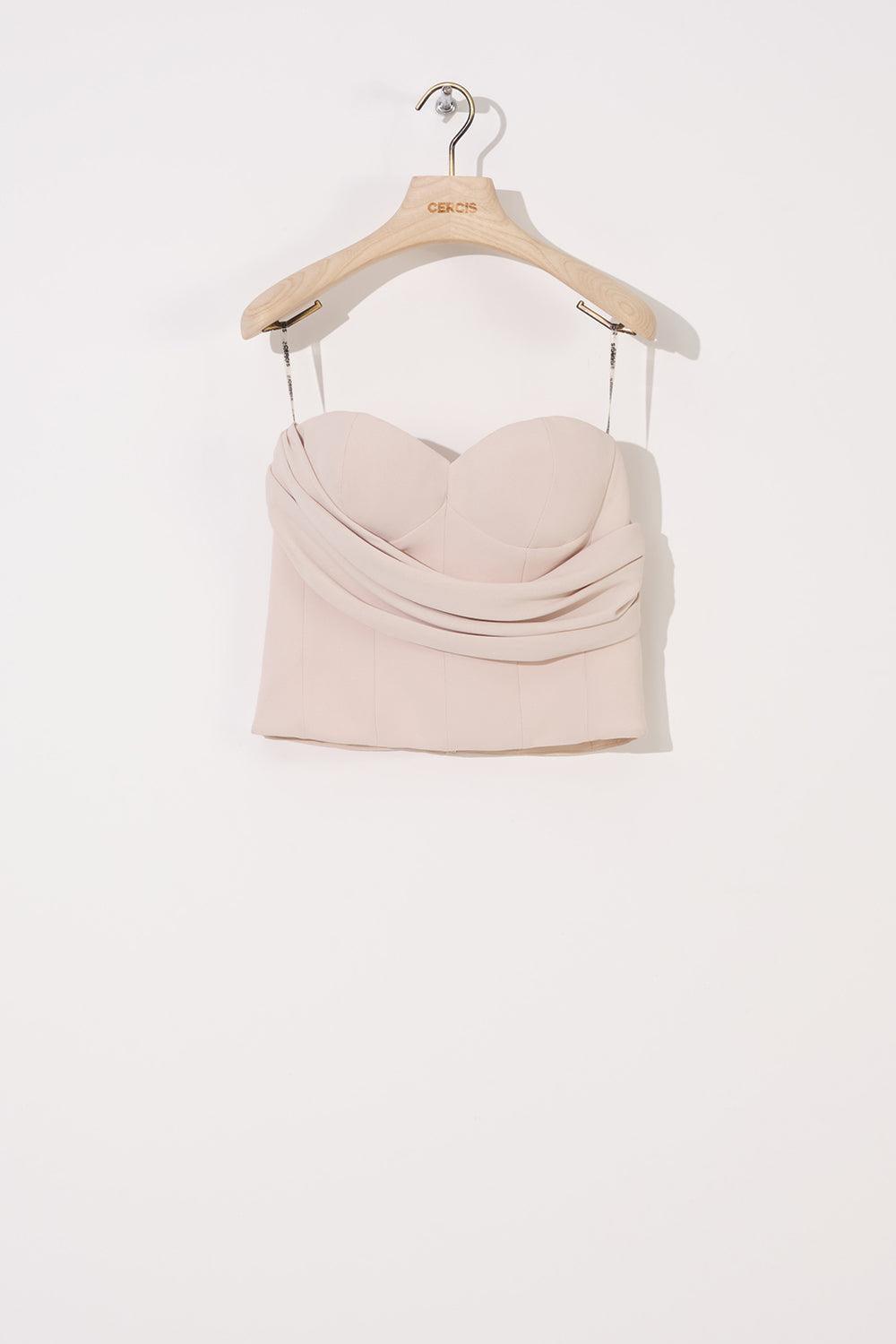 Straplez Drapeli Crop Top - Eser Giyim