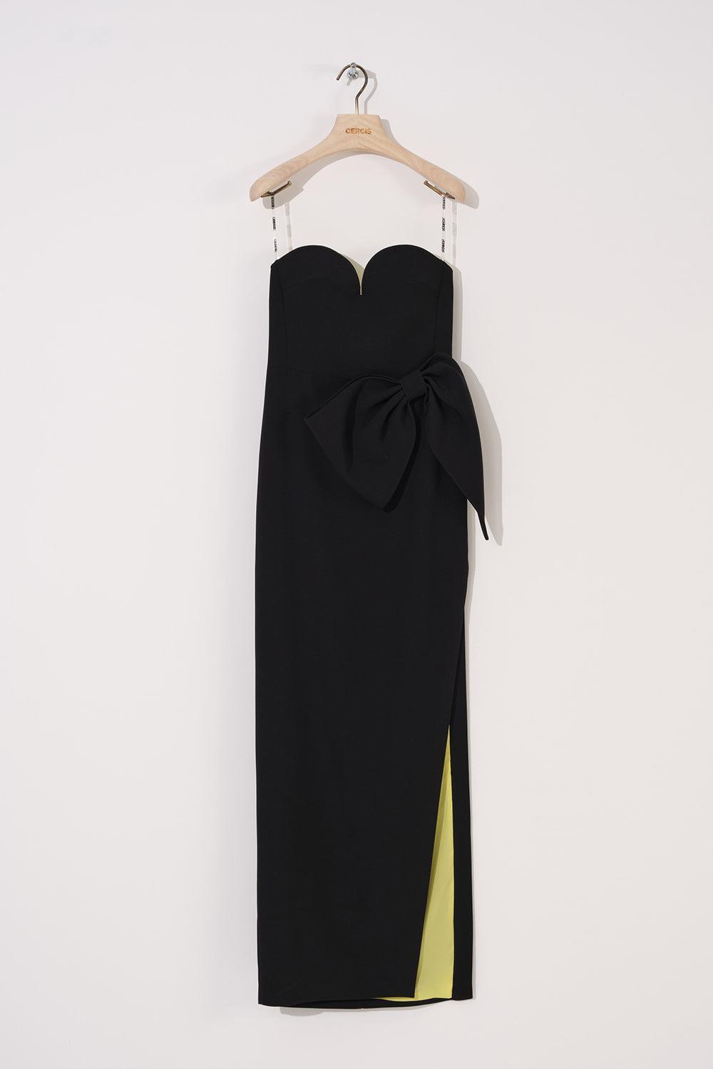 Straplez Fiyonk Detaylı Yırtmaçlı Elbise - Eser Giyim