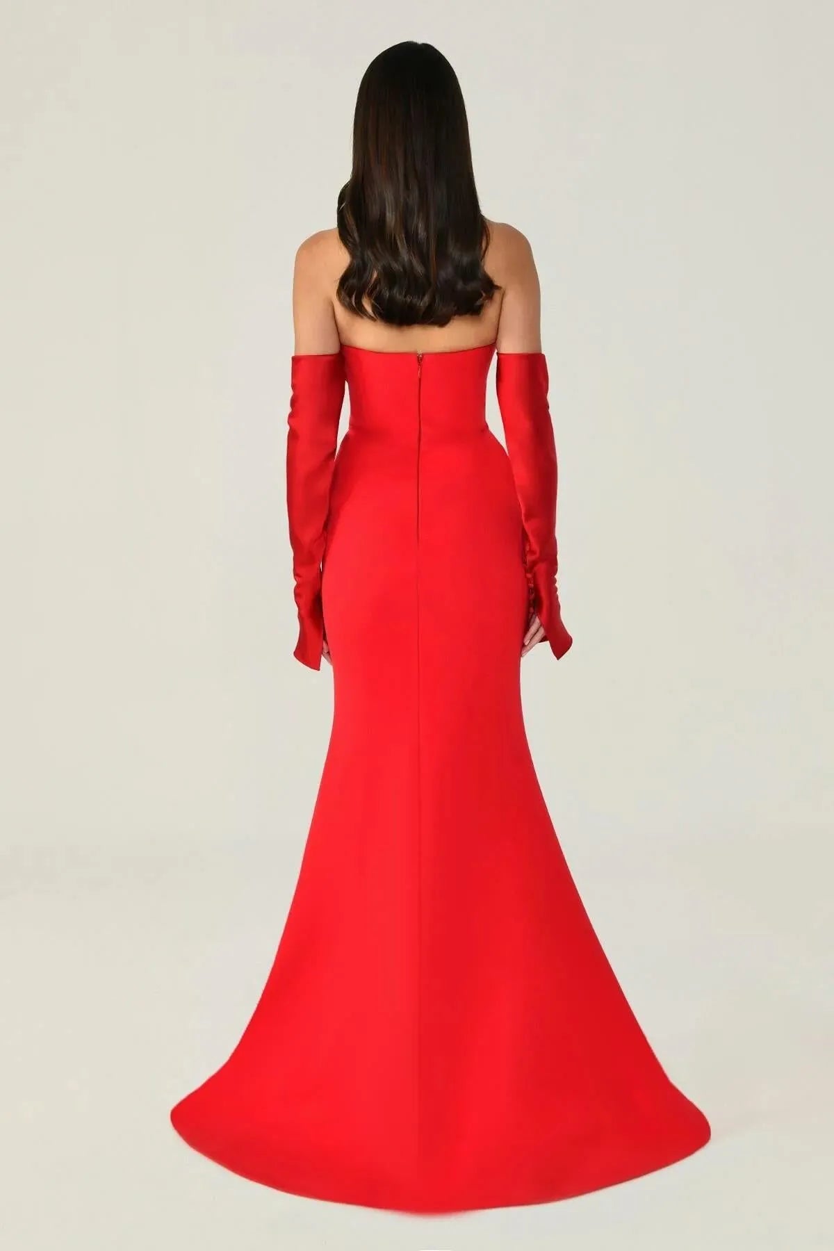 Straplez Düşük Kollu Balık Abiye Elbise