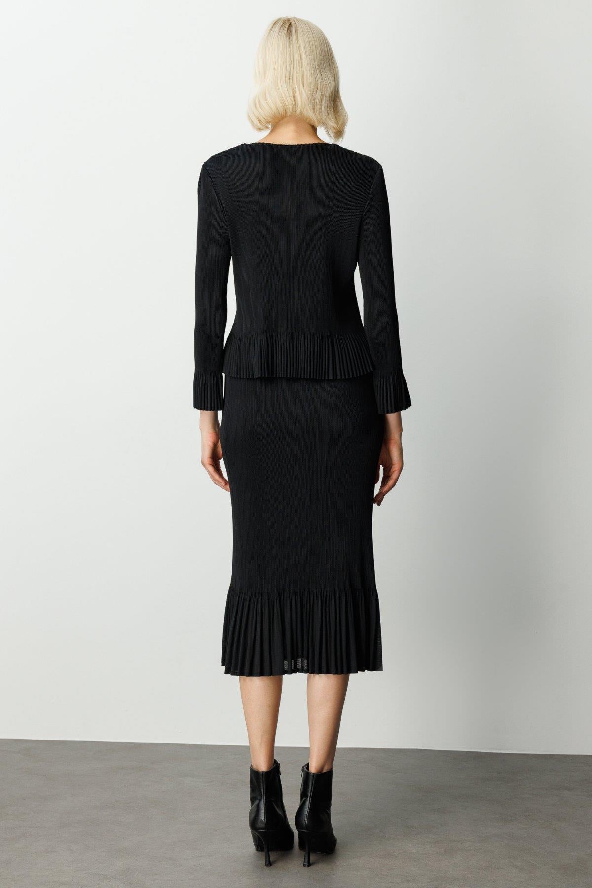 Pleated Detailed Blouse with Decorative Buttons