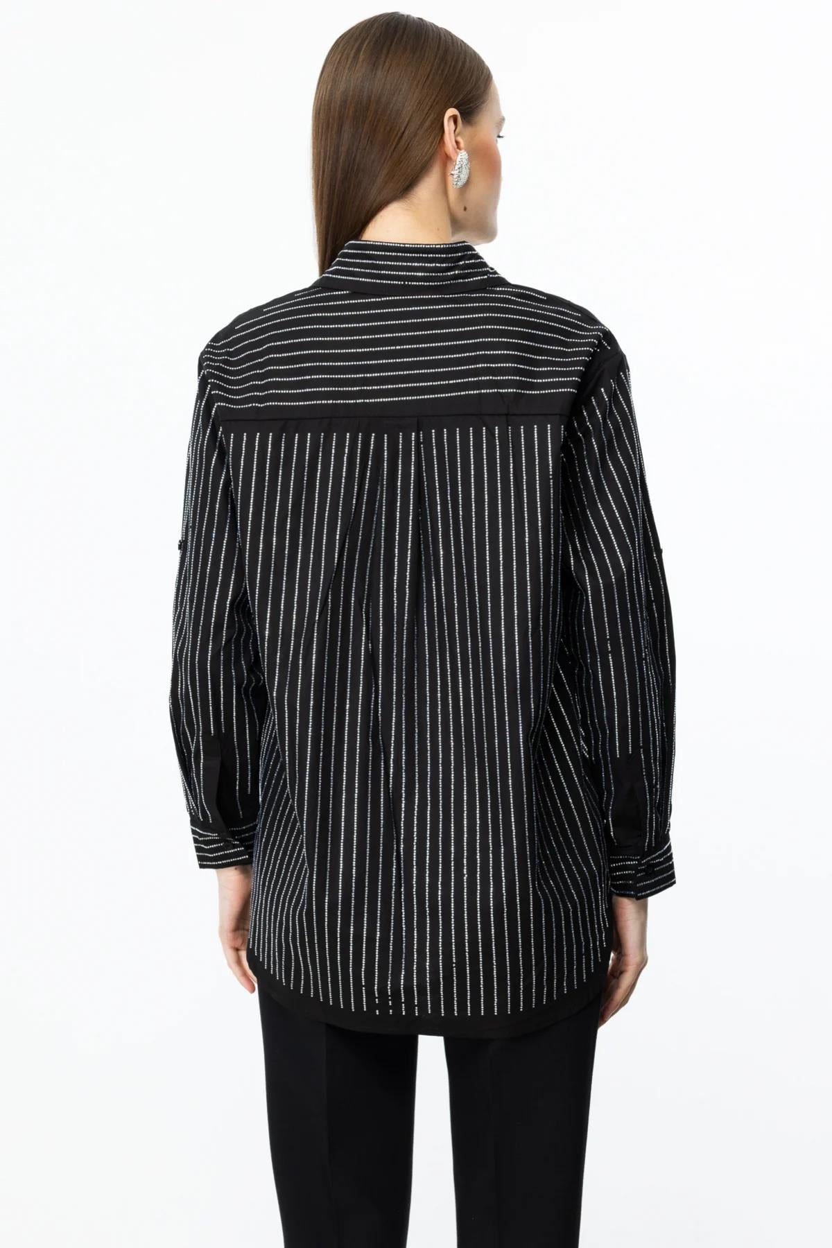 Stoned Vertical Stripe Detailed Button-down Shirt