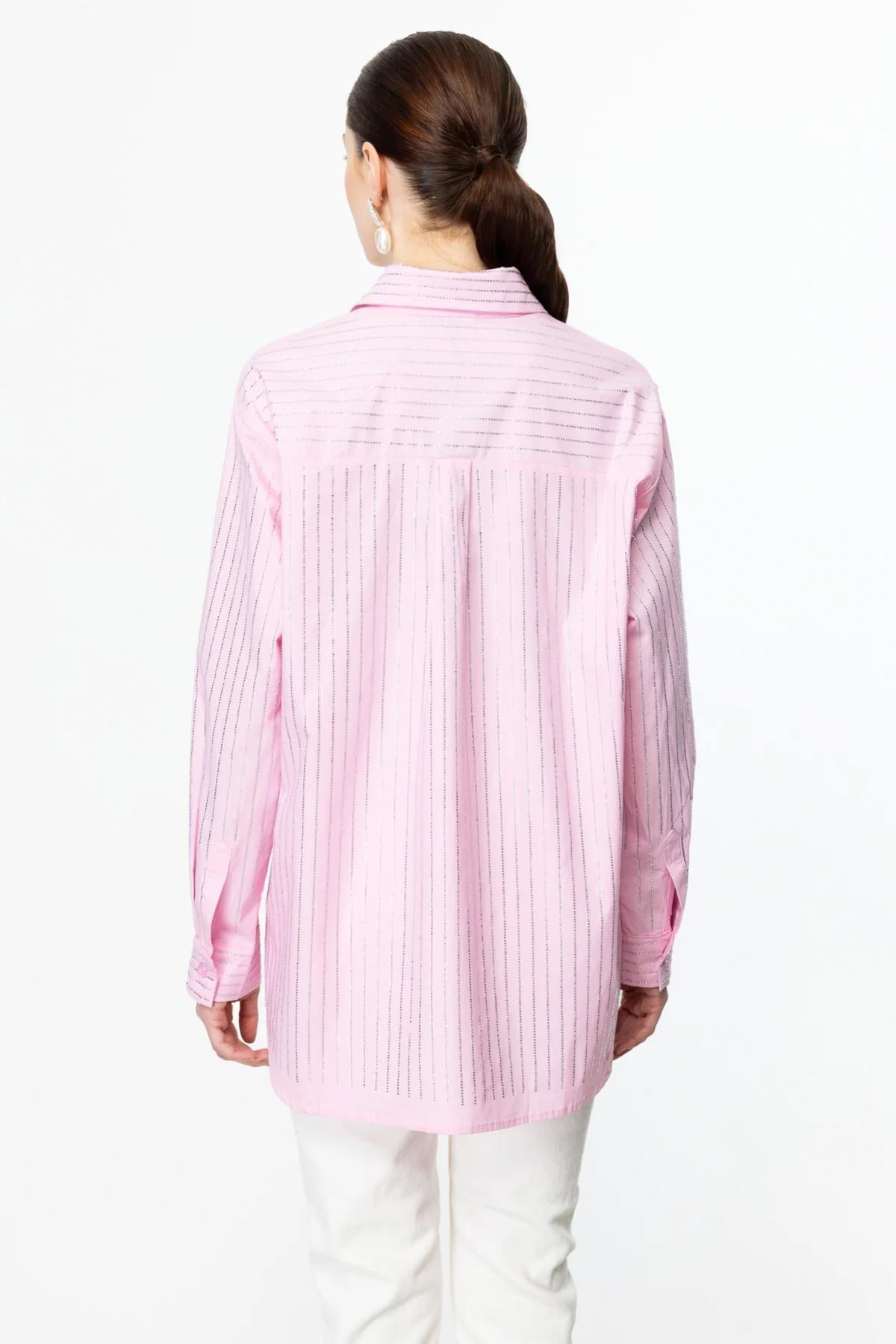 Stoned Vertical Stripe Detailed Button-down Shirt