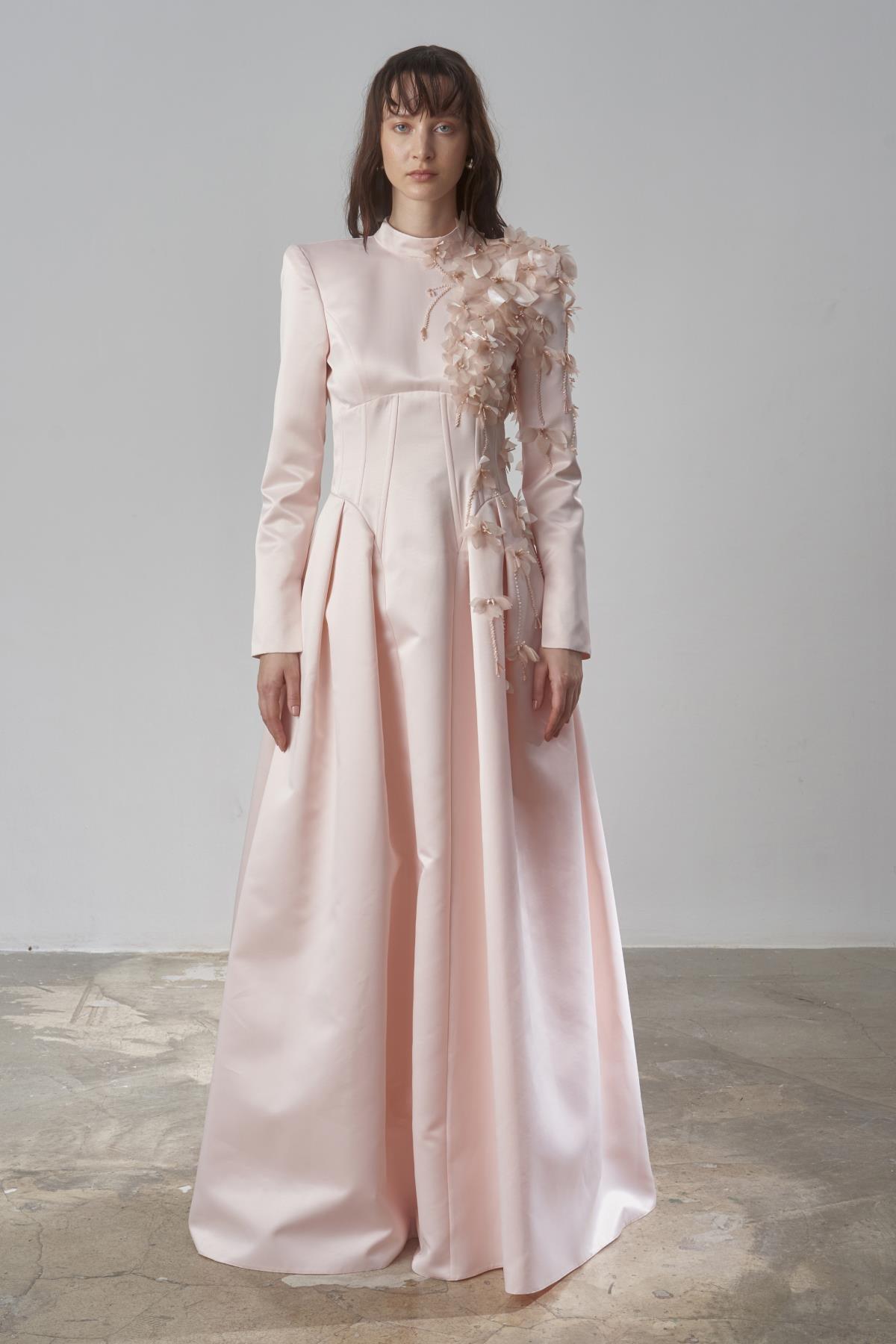 Tek Yan Komple Kabartma Çiçek Elbise - Eser Giyim