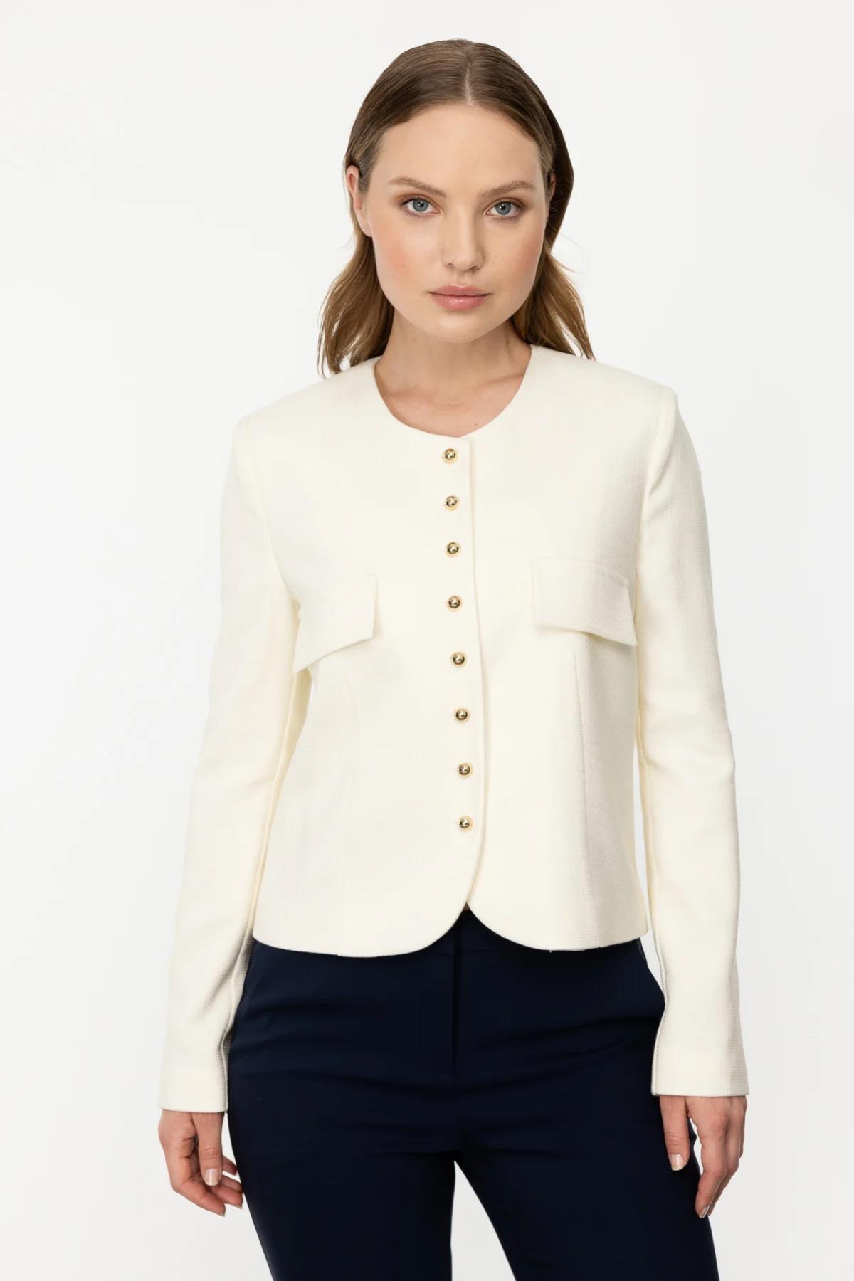 Top Düğmeli Kapak Cepli Ceket - Eser Giyim