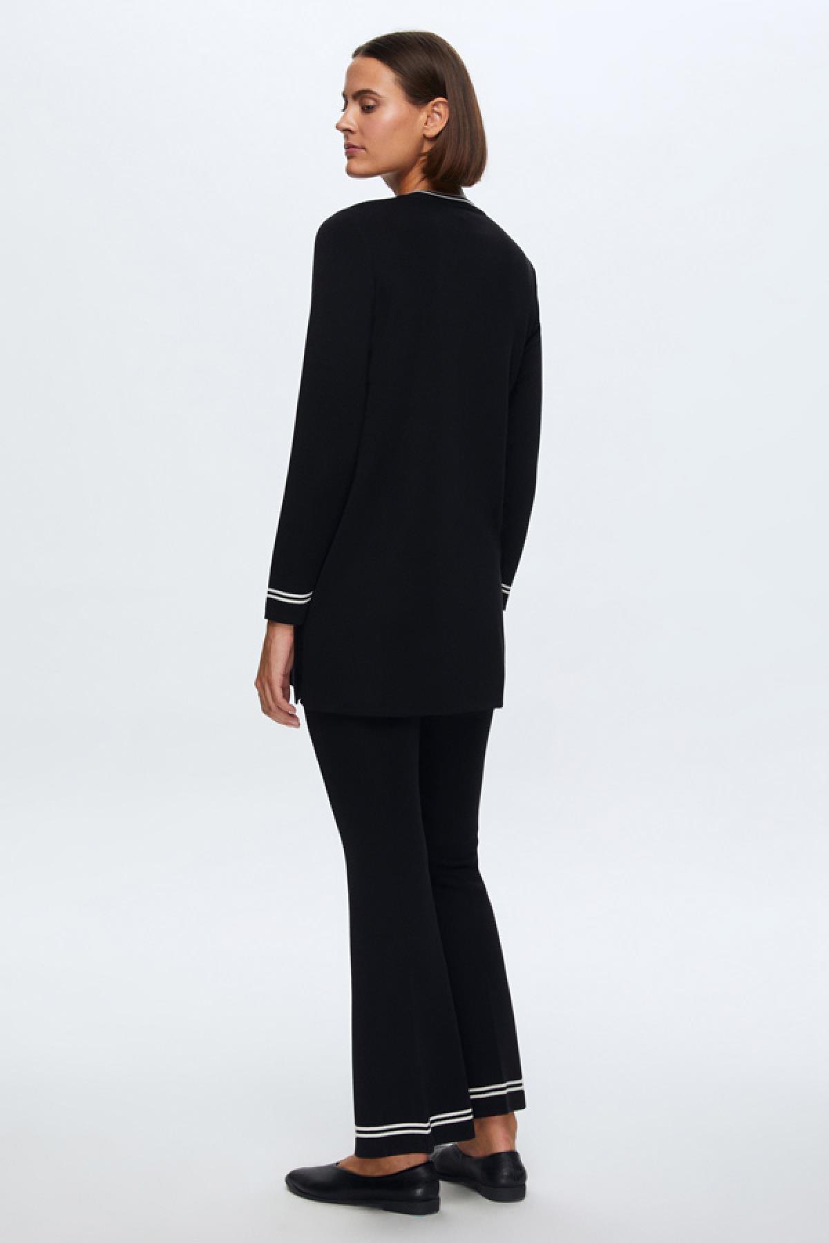 Miss Dalida Triko Paçası Çizgili Bol Paça Kadın Pantolon - Eser Giyim