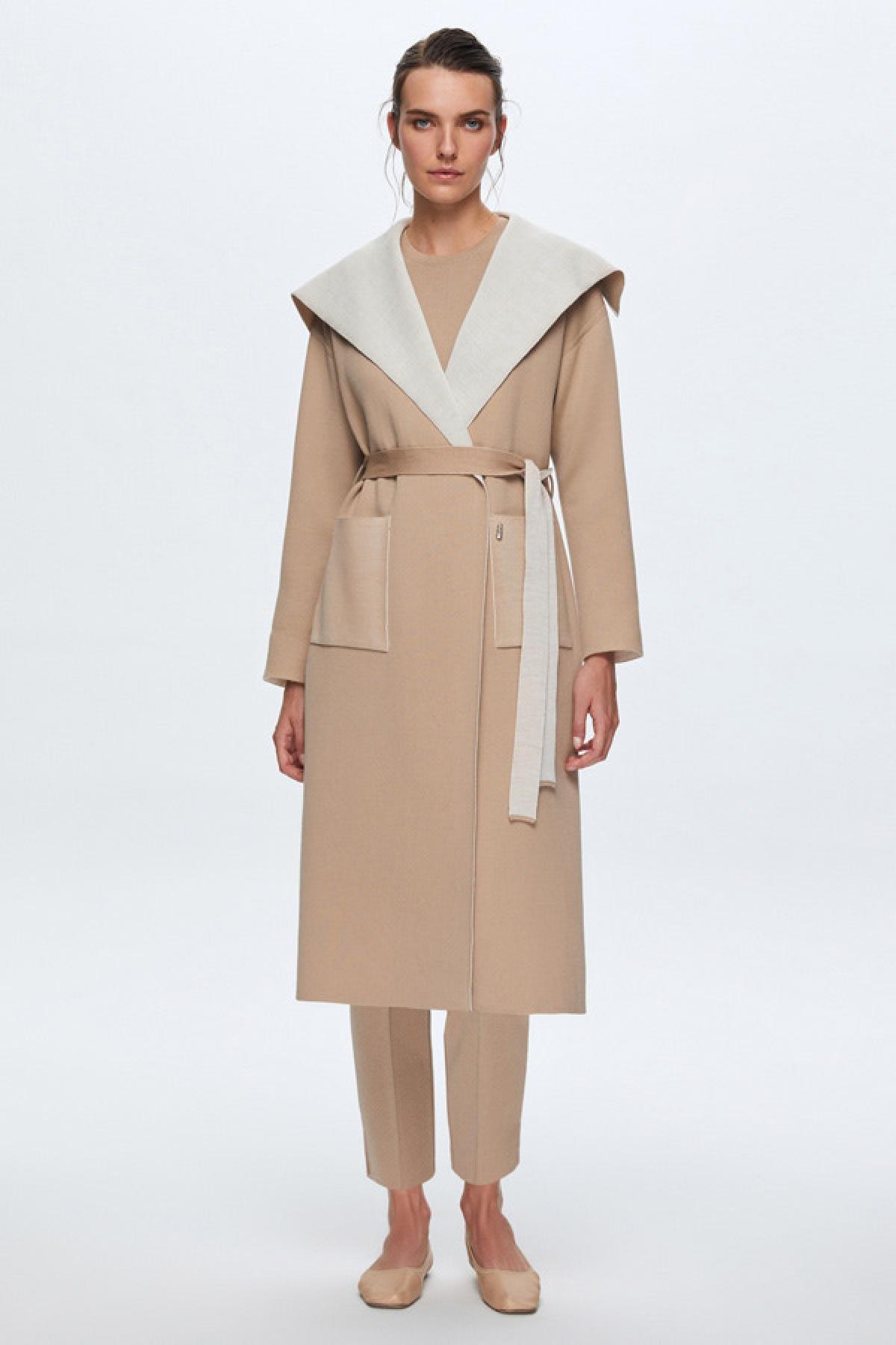 Miss Dalida Triko Şal Yaka Kuşaklı Uzun Kadın Hırka - Eser Giyim