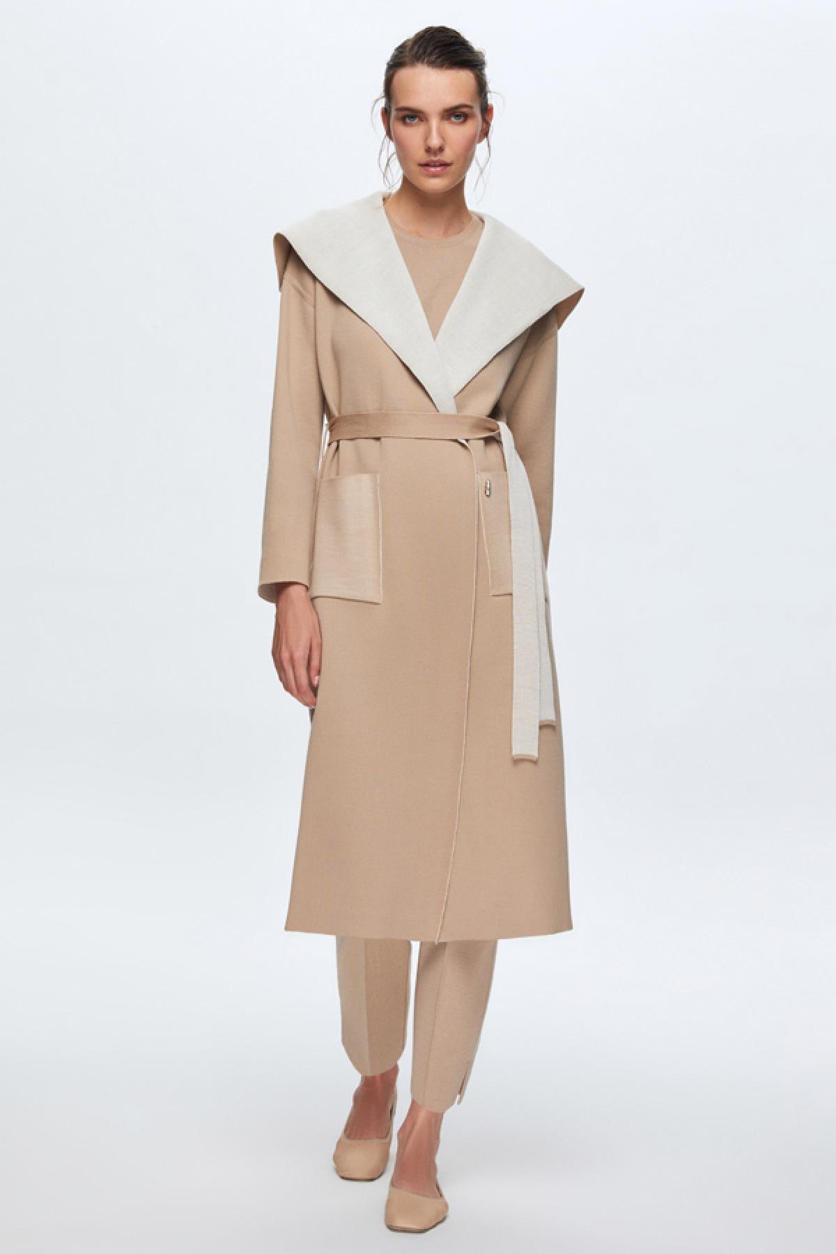 Miss Dalida Triko Şal Yaka Kuşaklı Uzun Kadın Hırka - Eser Giyim