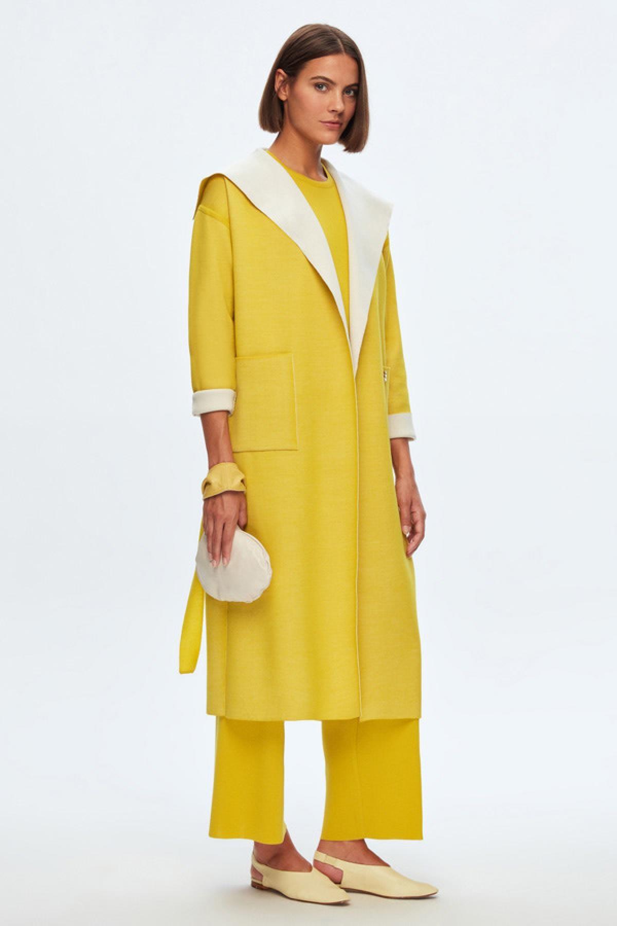 Miss Dalida Triko Şal Yaka Kuşaklı Uzun Kadın Hırka - Eser Giyim