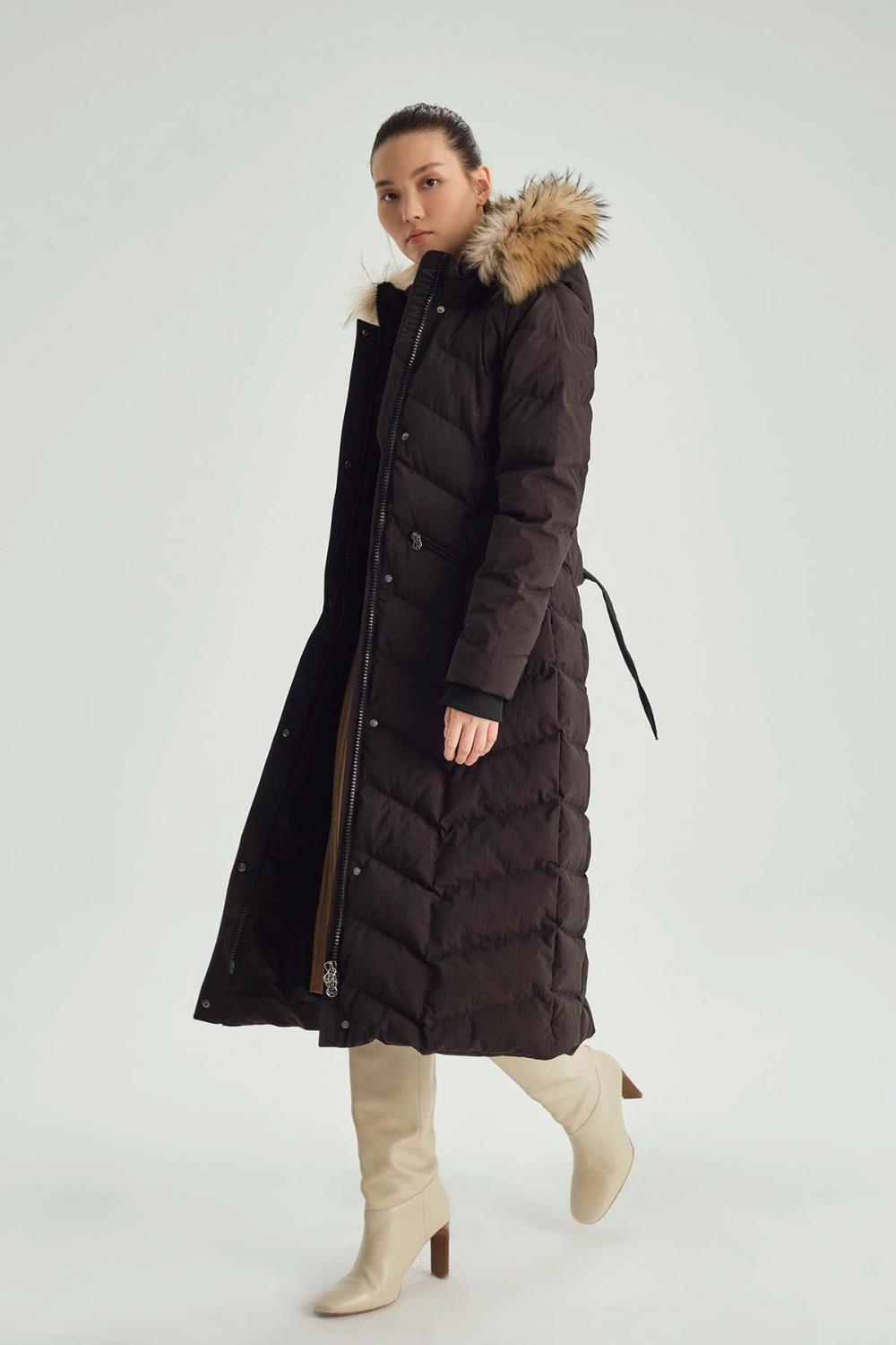 Kapüşonlu Kürklü Şişme Kadın Kaban