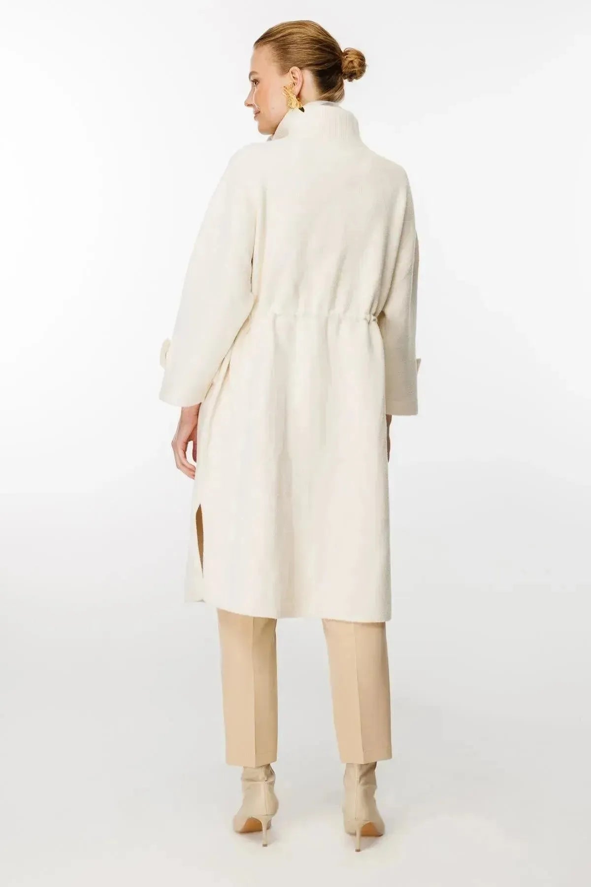 Elastic Collar and Tied Waist Coat