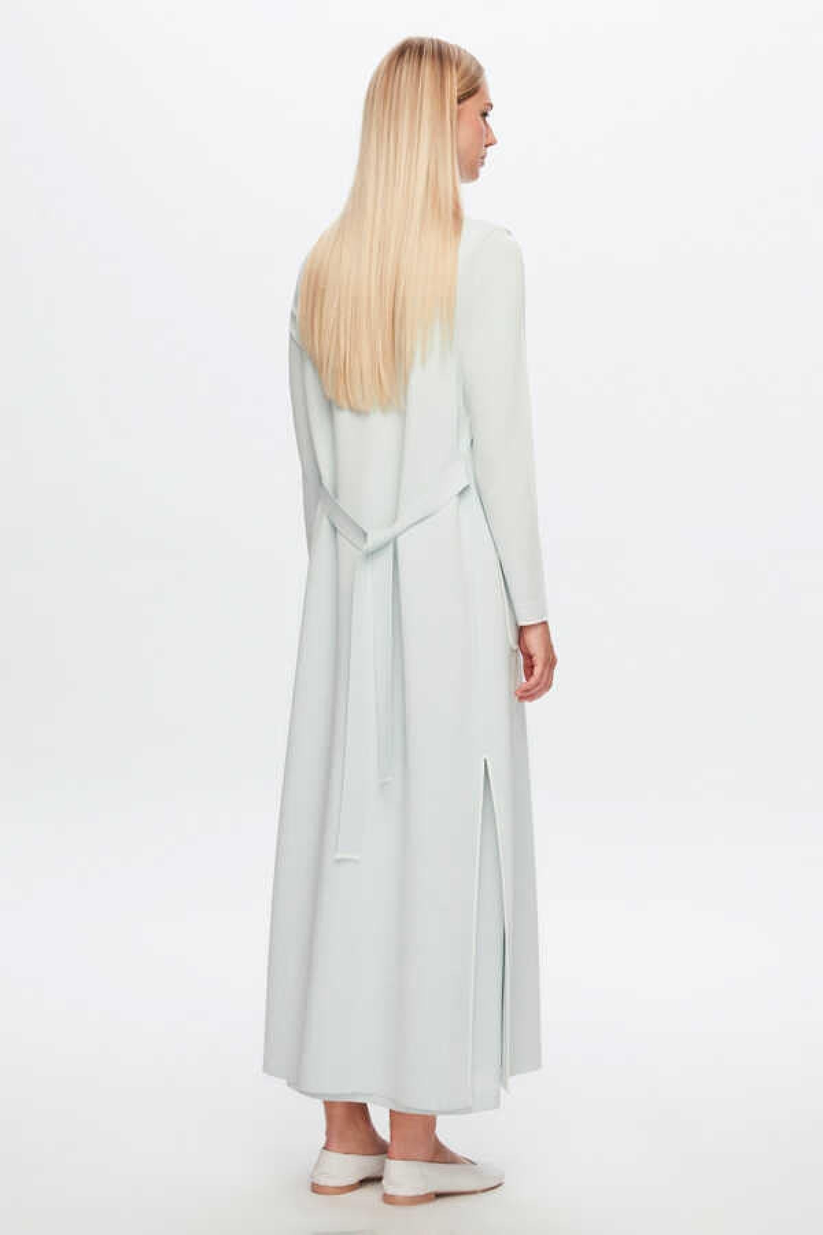 Yakası Ve Bileği Çizgi Detaylı Elbise - Eser Giyim