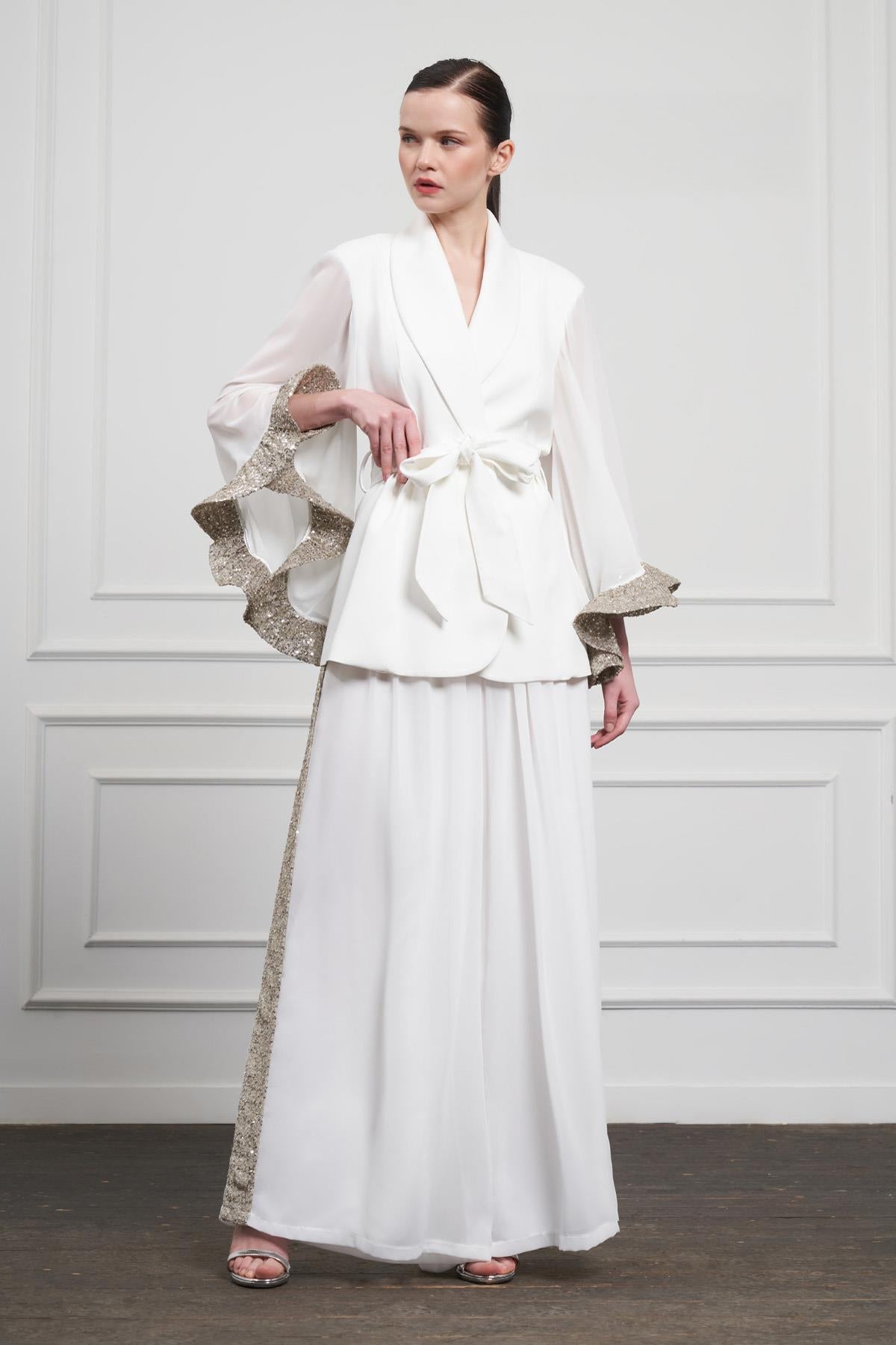 Yan Payet Detaylı Geniş Paça Pantolon