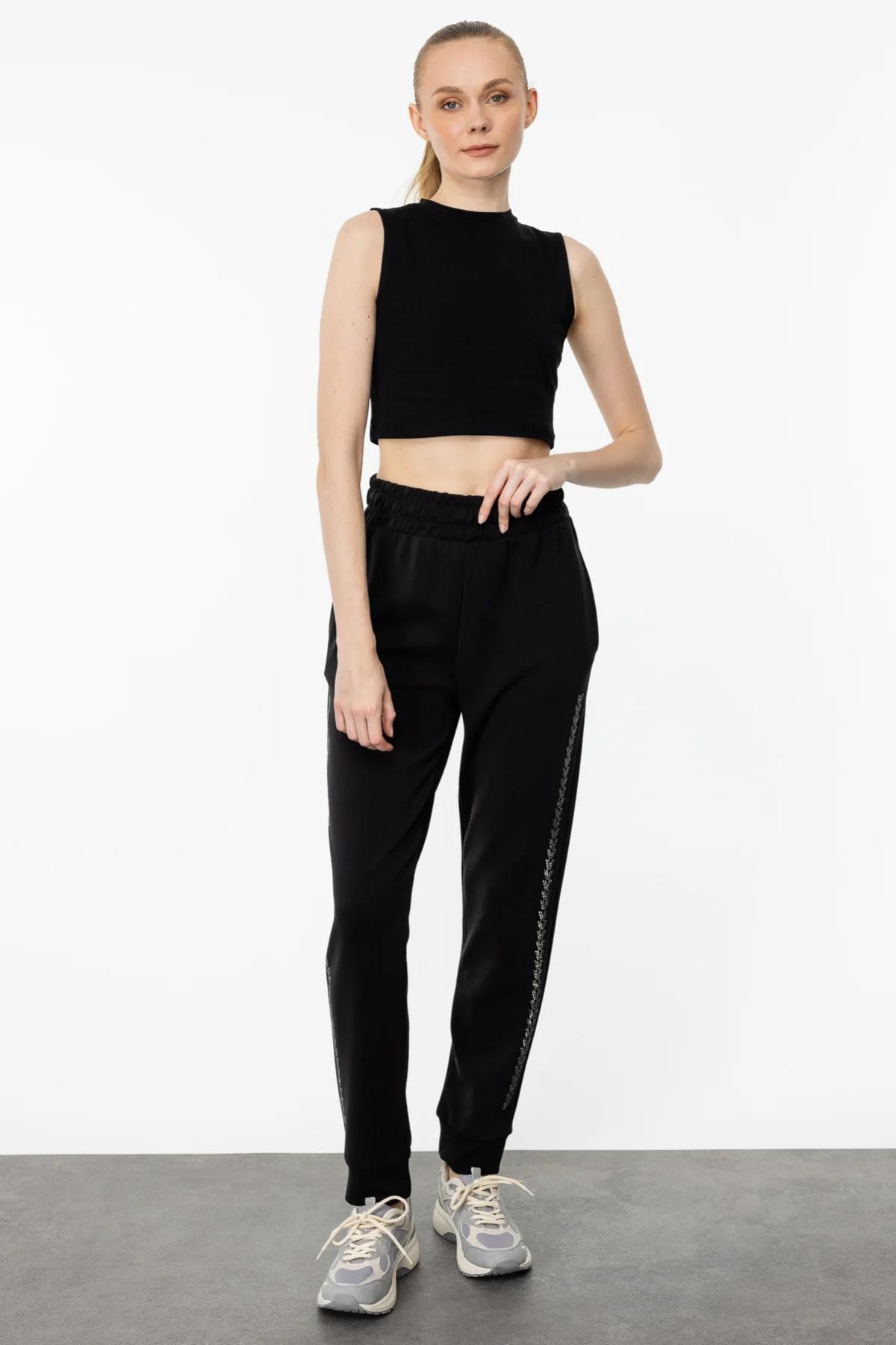 Yüksek Bel Taşlı Pantolon - Eser Giyim