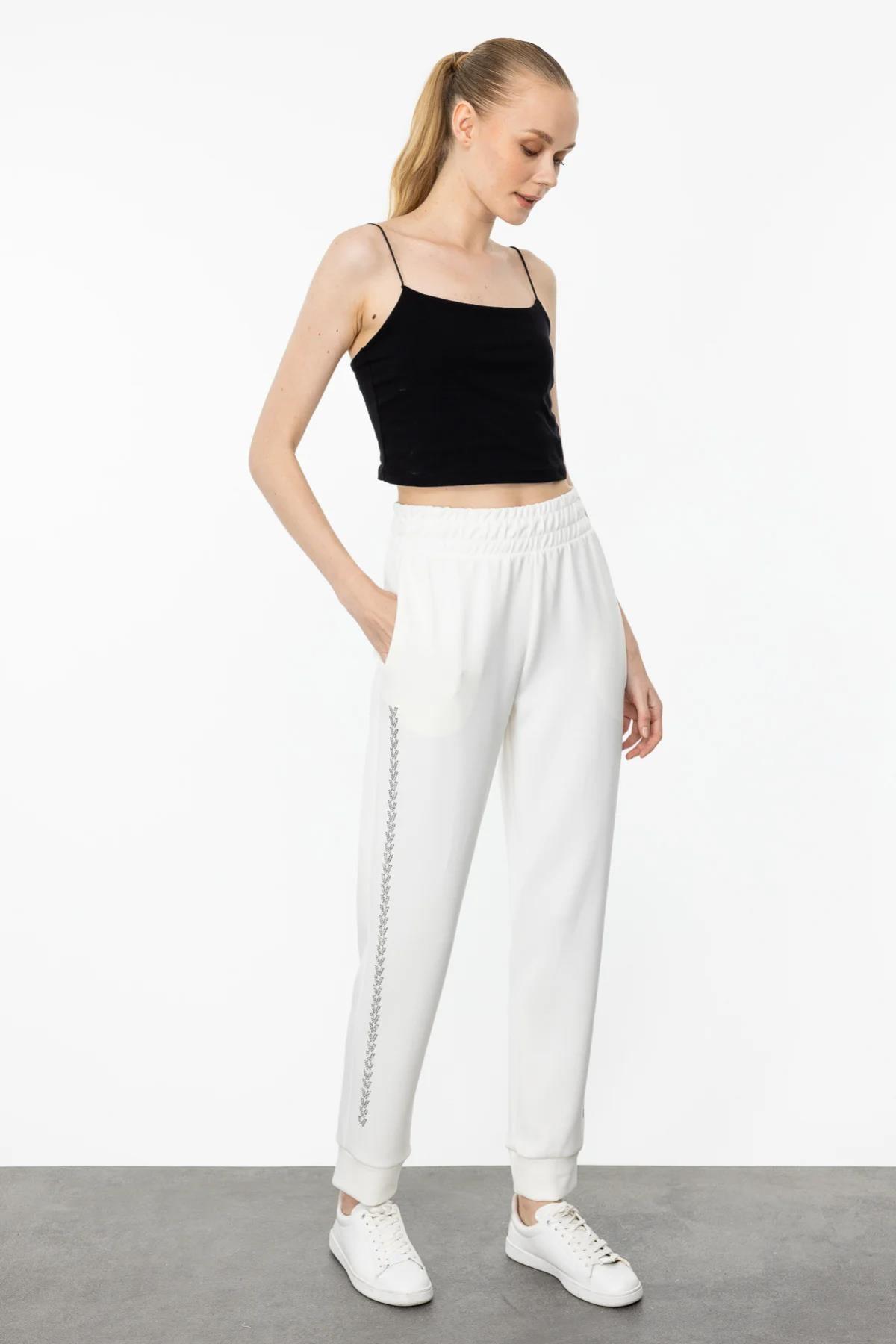 Yüksek Bel Taşlı Pantolon - Eser Giyim