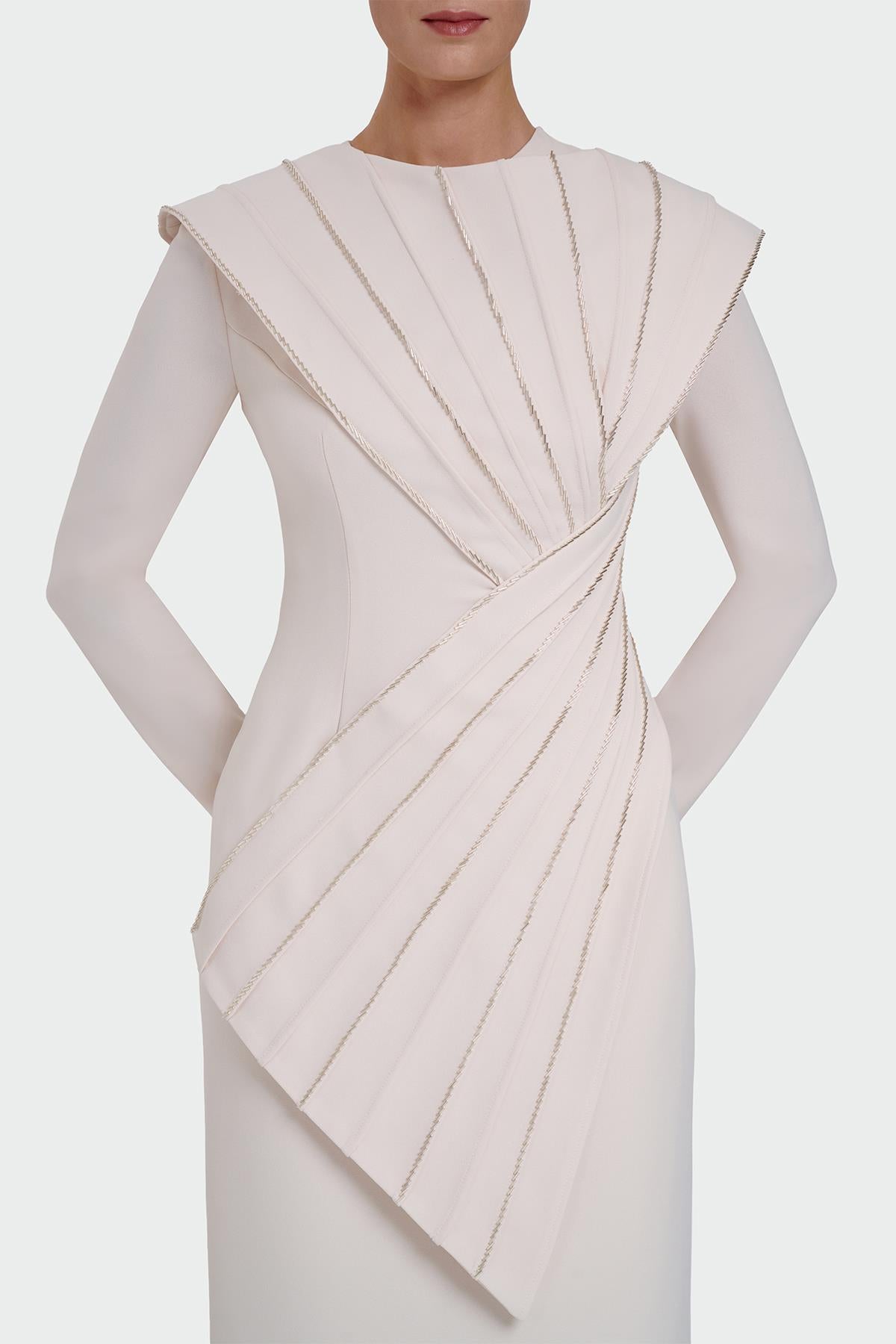 Asymmetrical Strap Detail Evening Dress