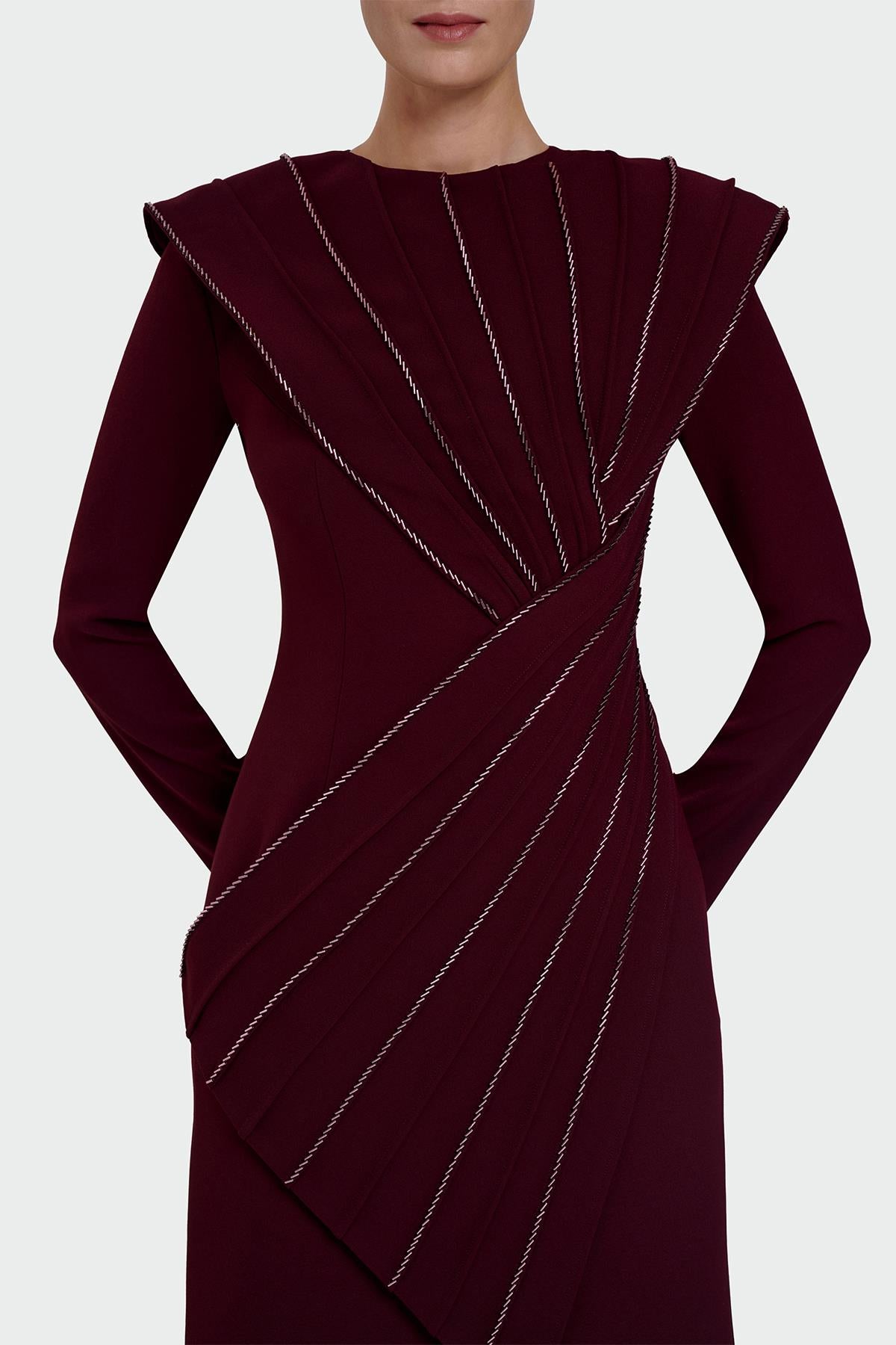 Asymmetrical Strap Detail Evening Dress
