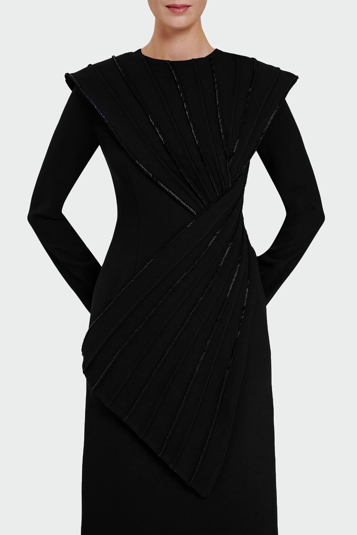 Asymmetrical Strap Detail Evening Dress