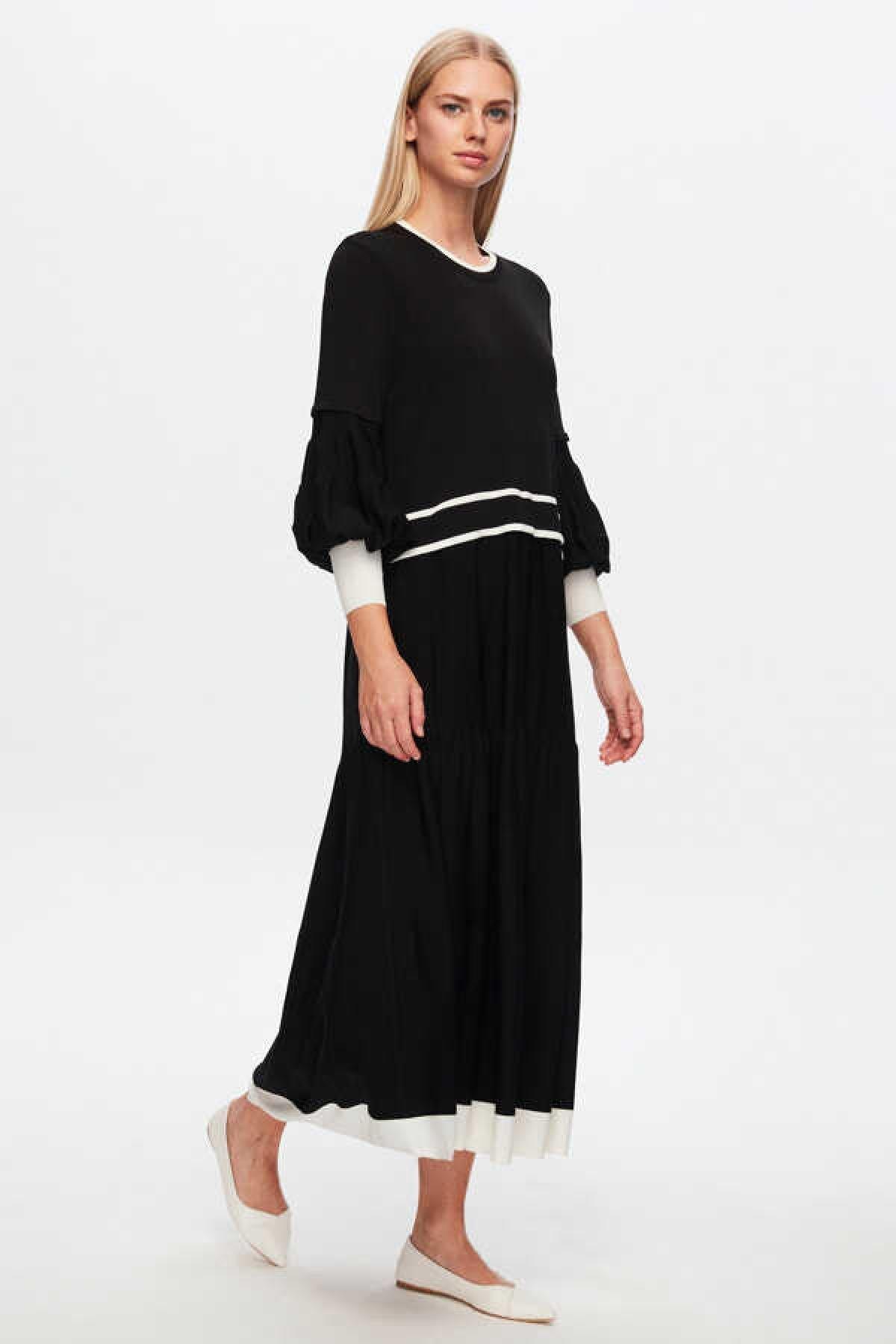 Balon Kol Detaylı Triko Elbise - Eser Giyim