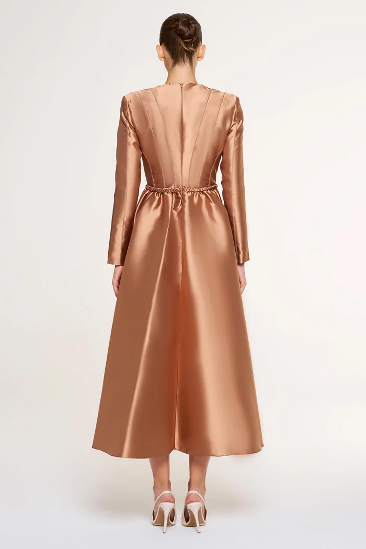 A-Line Evening Dress with Waist Details
