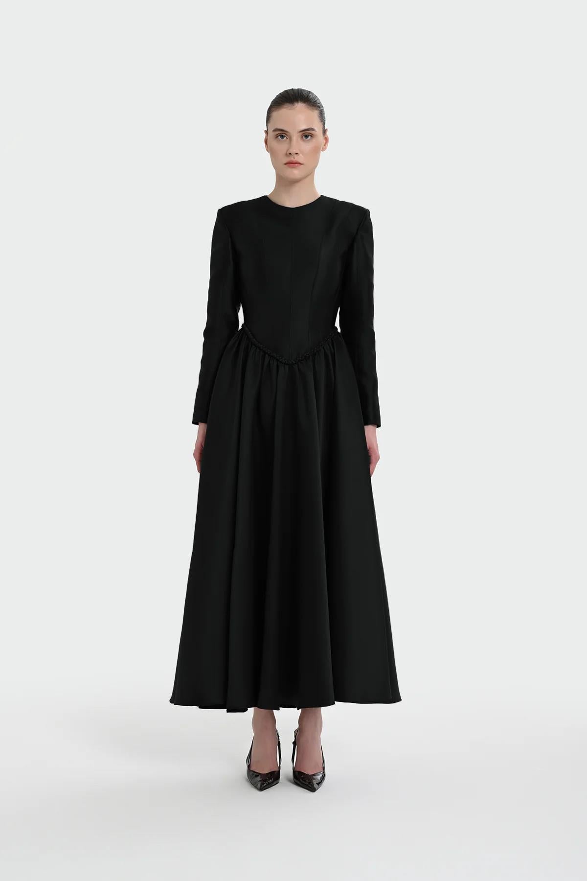 A-Line Evening Dress with Waist Details
