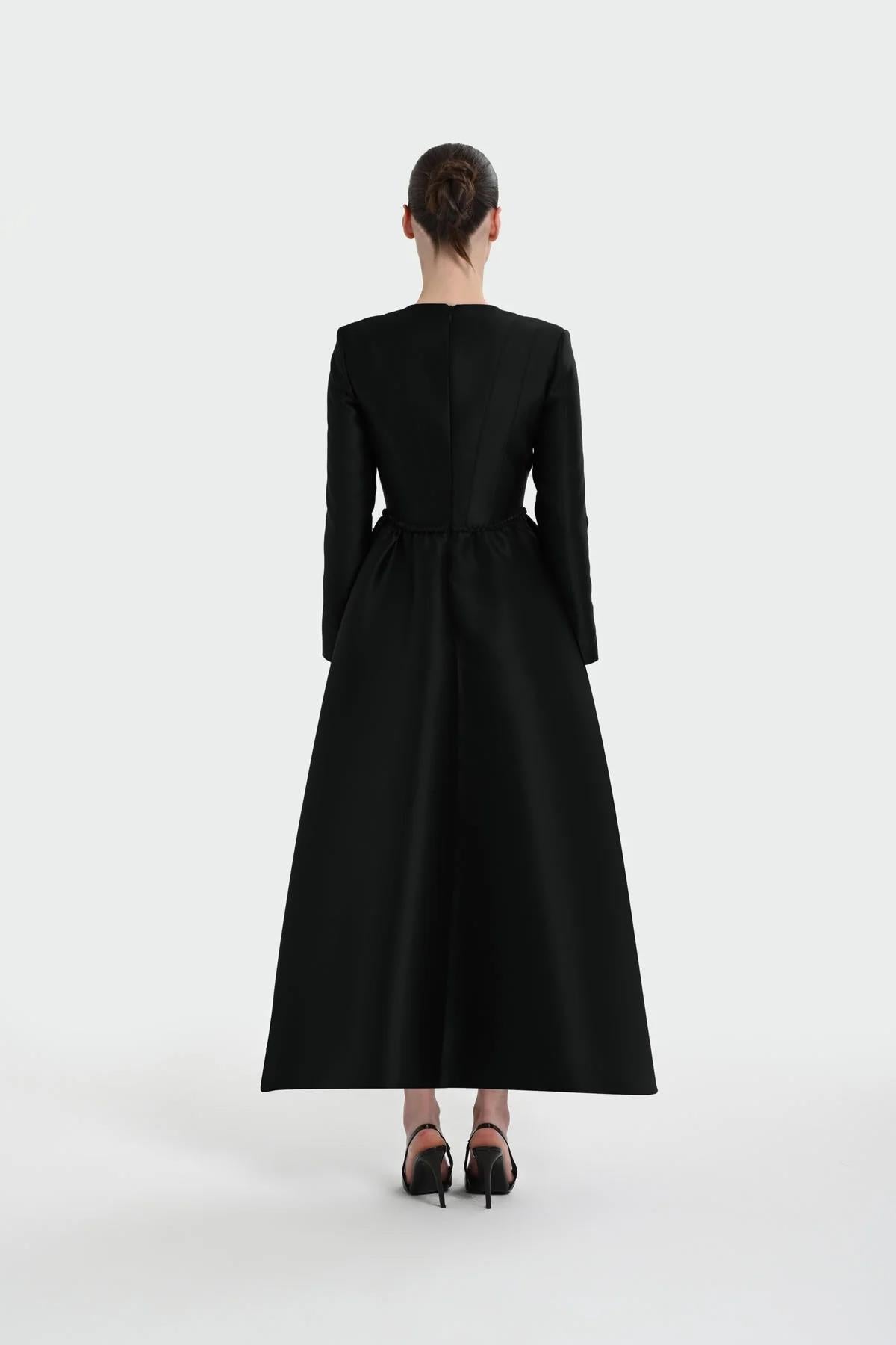 A-Line Evening Dress with Waist Details
