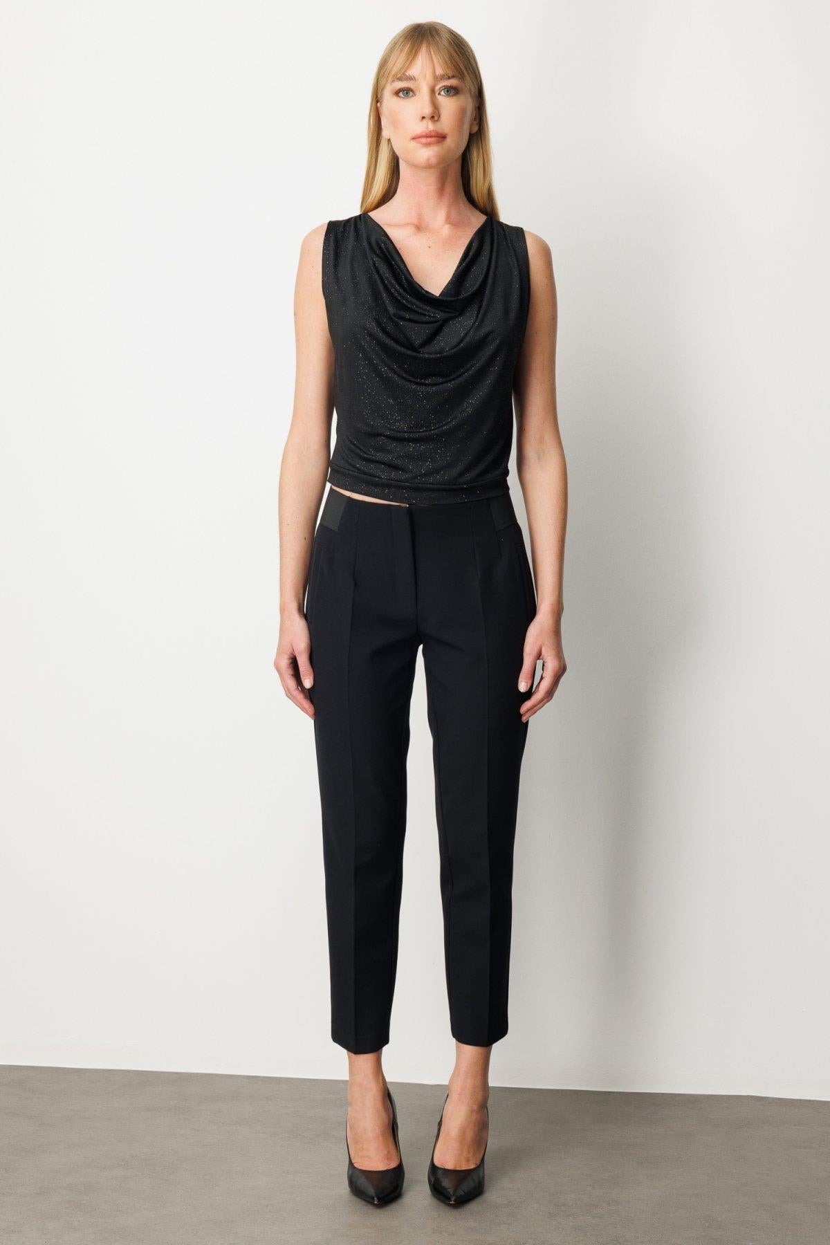 Beli Kalın Lastikli Dar Paça Pantolon