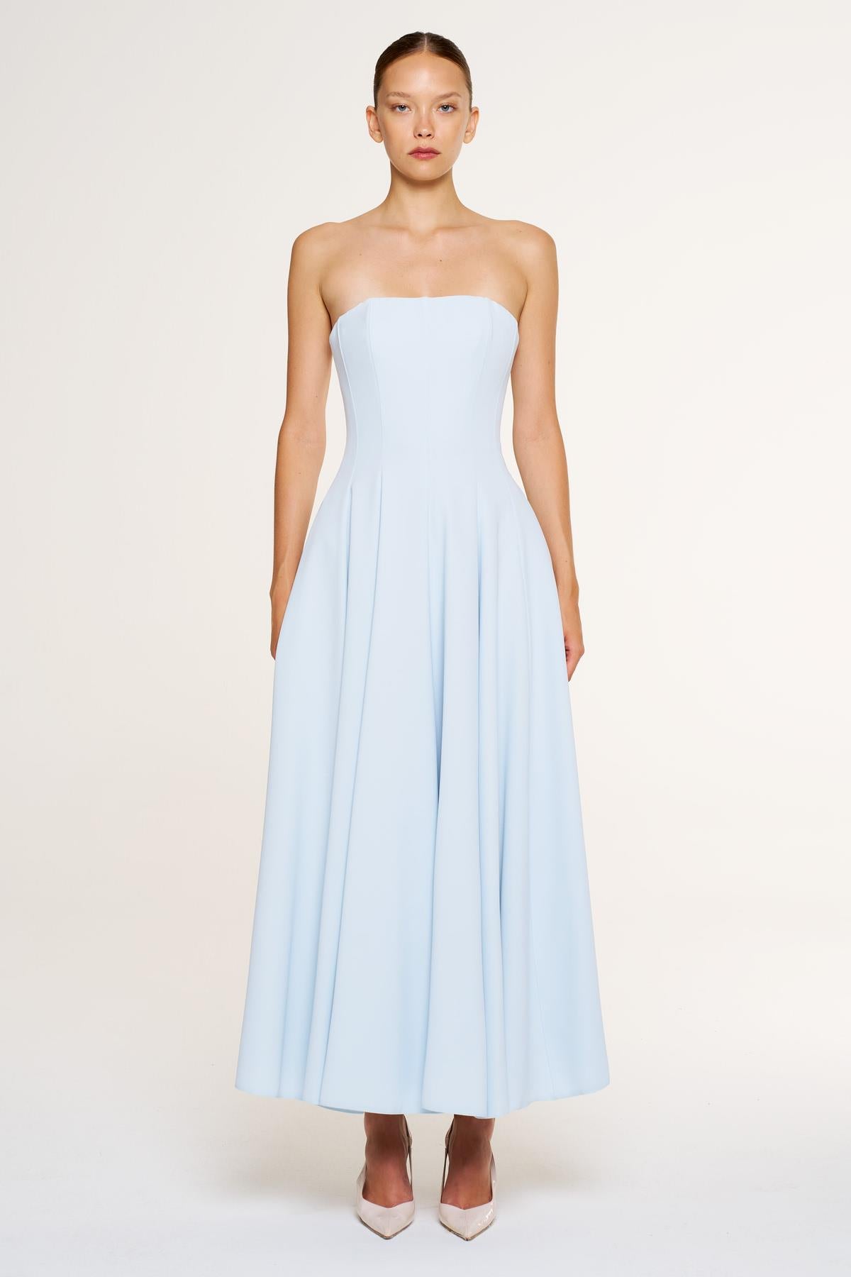 Bolero Detailed Strapless Flared Skirt Evening Dress