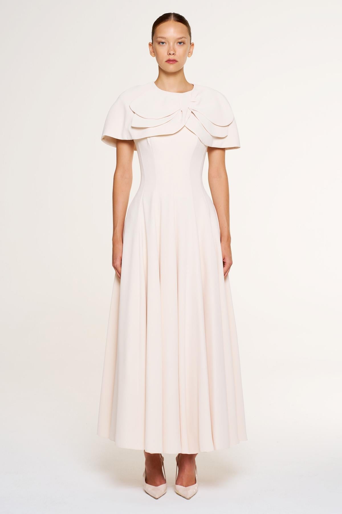 Bolero Detailed Strapless Flared Skirt Evening Dress