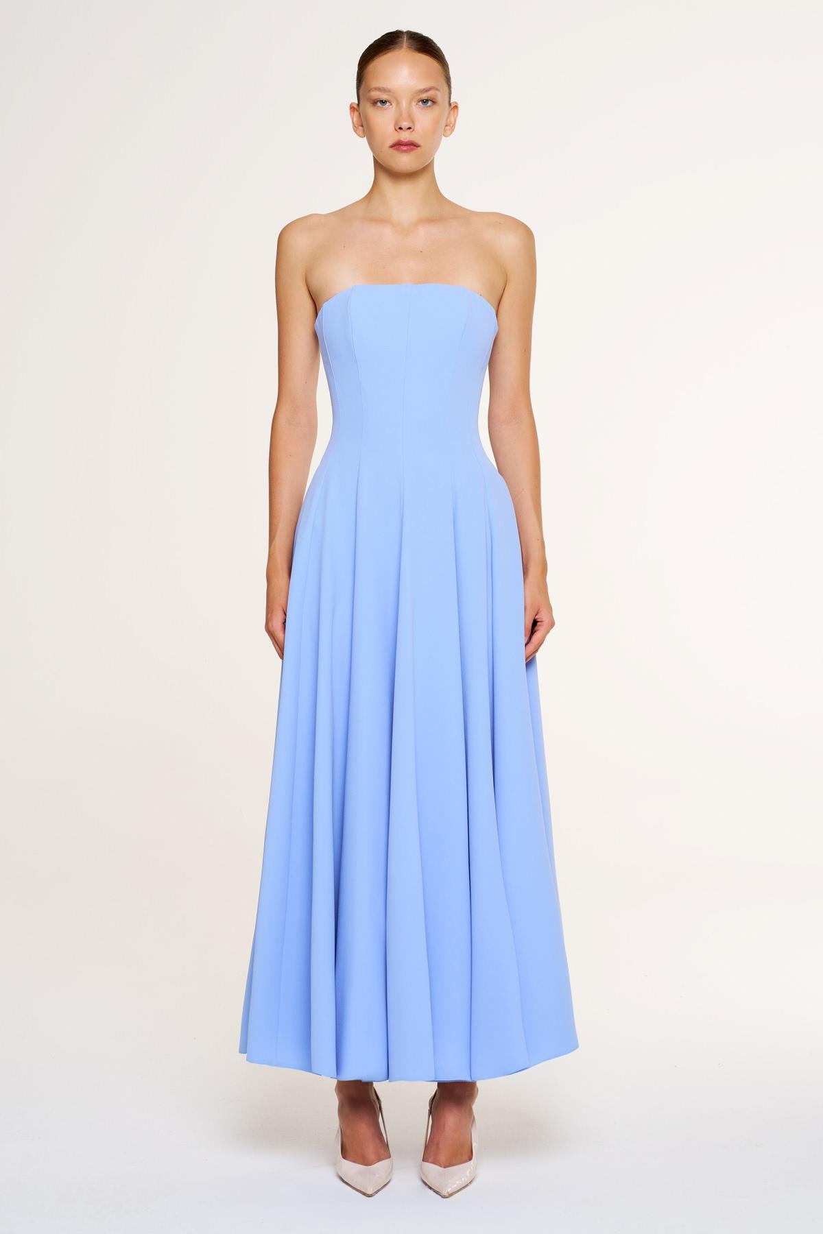 Bolero Detailed Strapless Flared Skirt Evening Dress