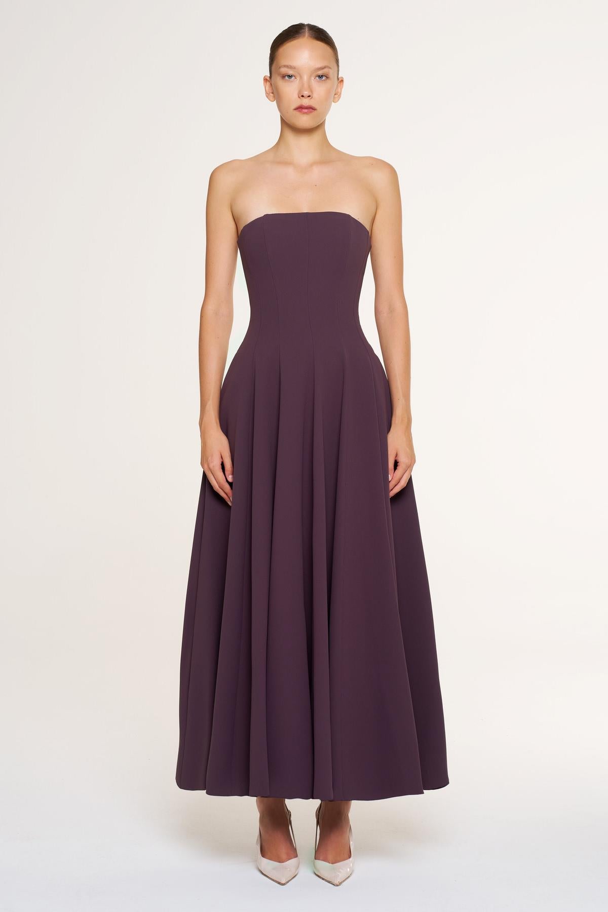 Bolero Detailed Strapless Flared Skirt Evening Dress