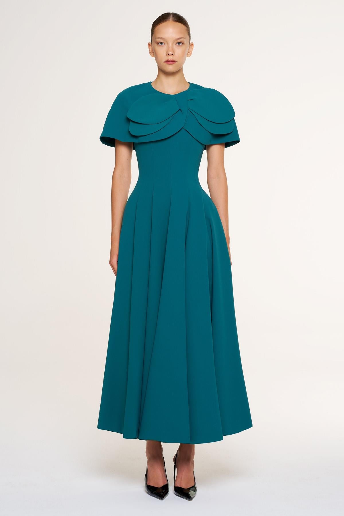 Bolero Detailed Strapless Flared Skirt Evening Dress