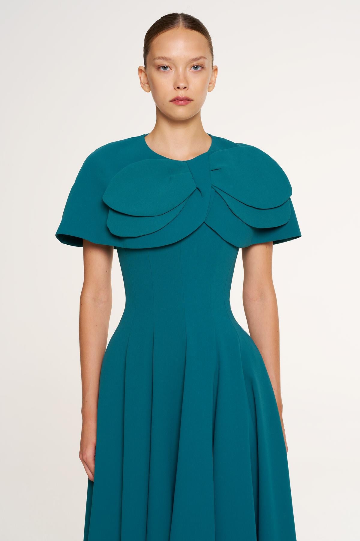 Bolero Detailed Strapless Flared Skirt Evening Dress
