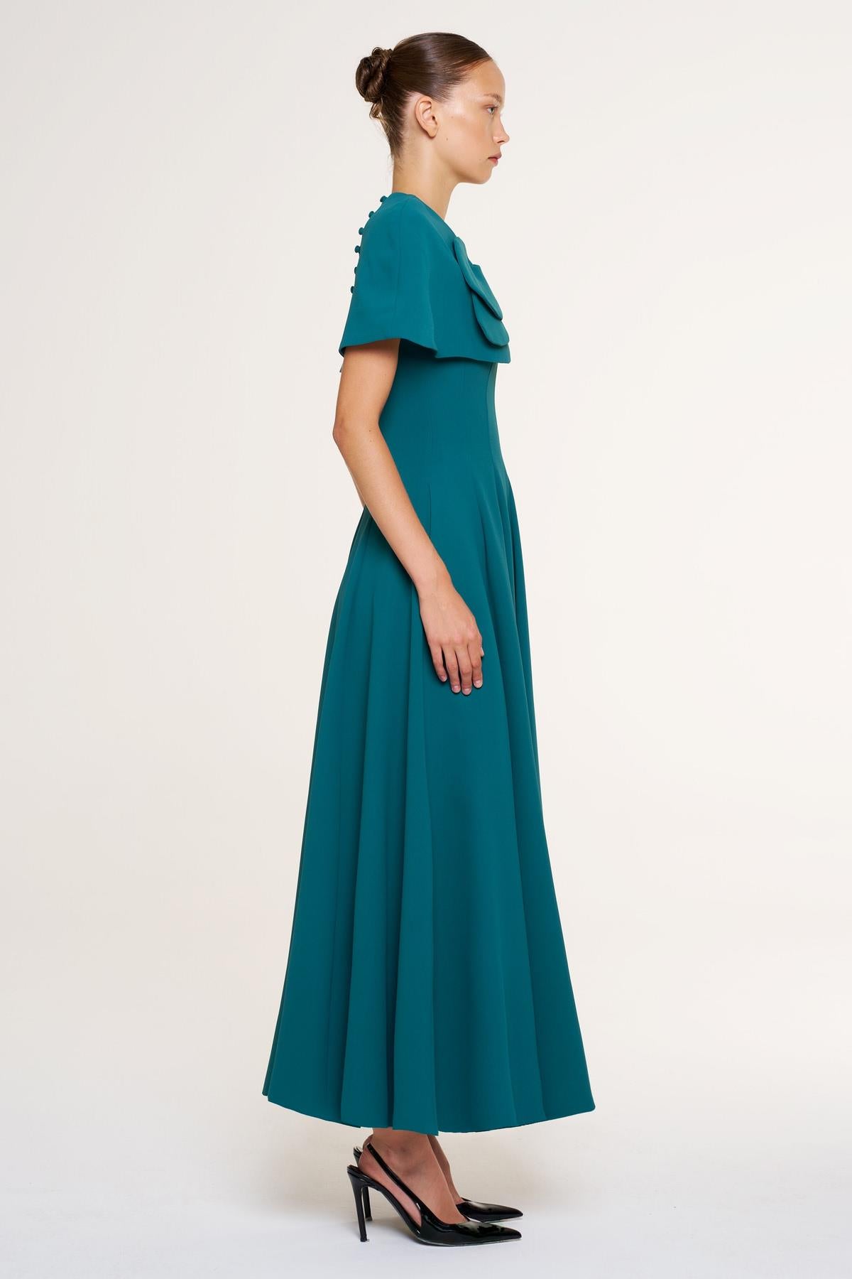 Bolero Detailed Strapless Flared Skirt Evening Dress