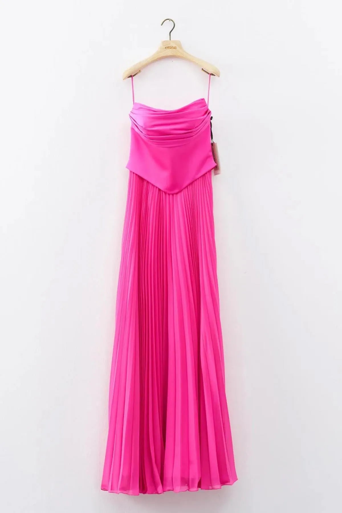 Strapless Draped Pleated Skirt Long Evening Dress