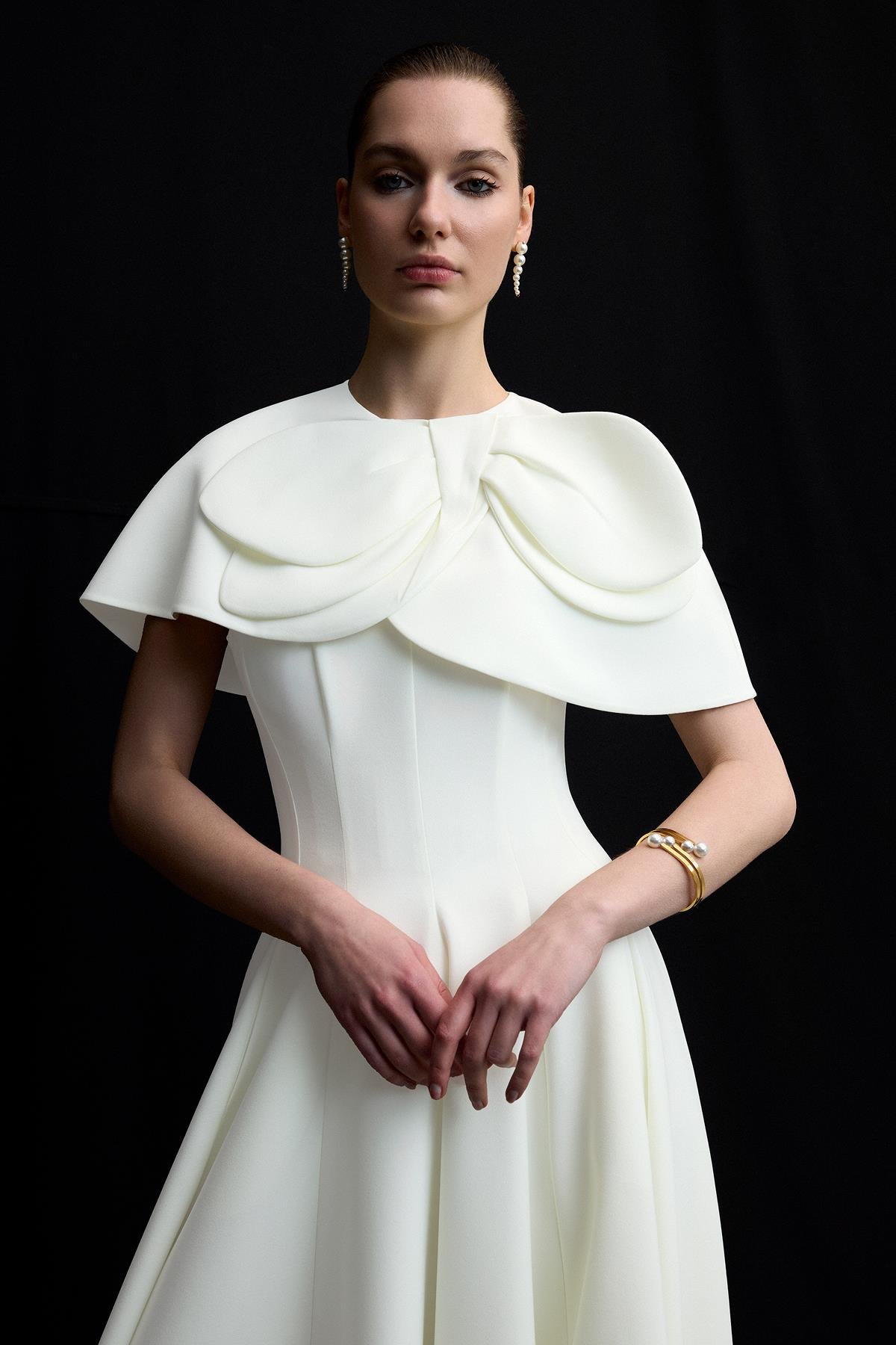 Bolero Detaylı Straplez Kloş Etek Abiye Elbise