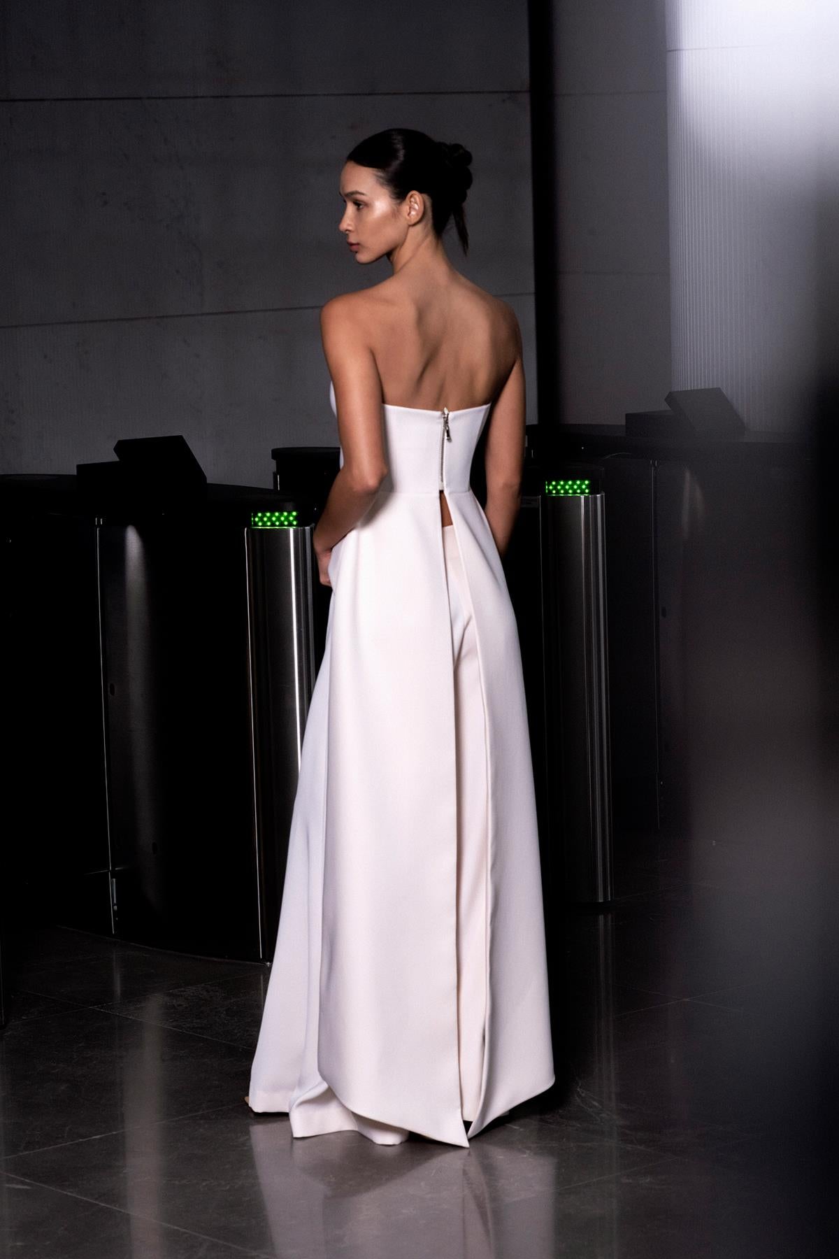 Strapless Tail Detailed Evening Dress Set