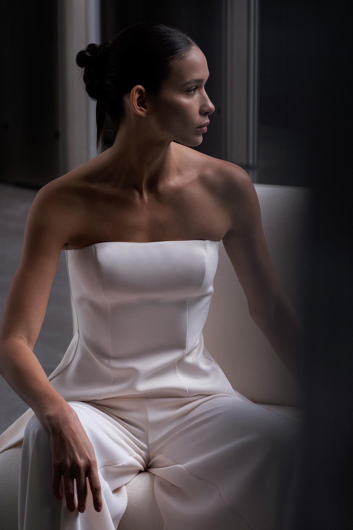 Strapless Tail Detailed Evening Dress Set