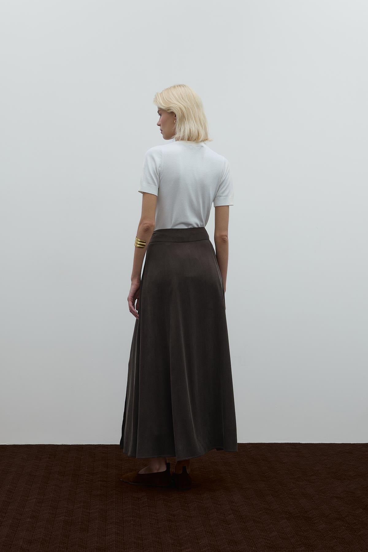 Yüksel Waist Cupro Maxi Skirt