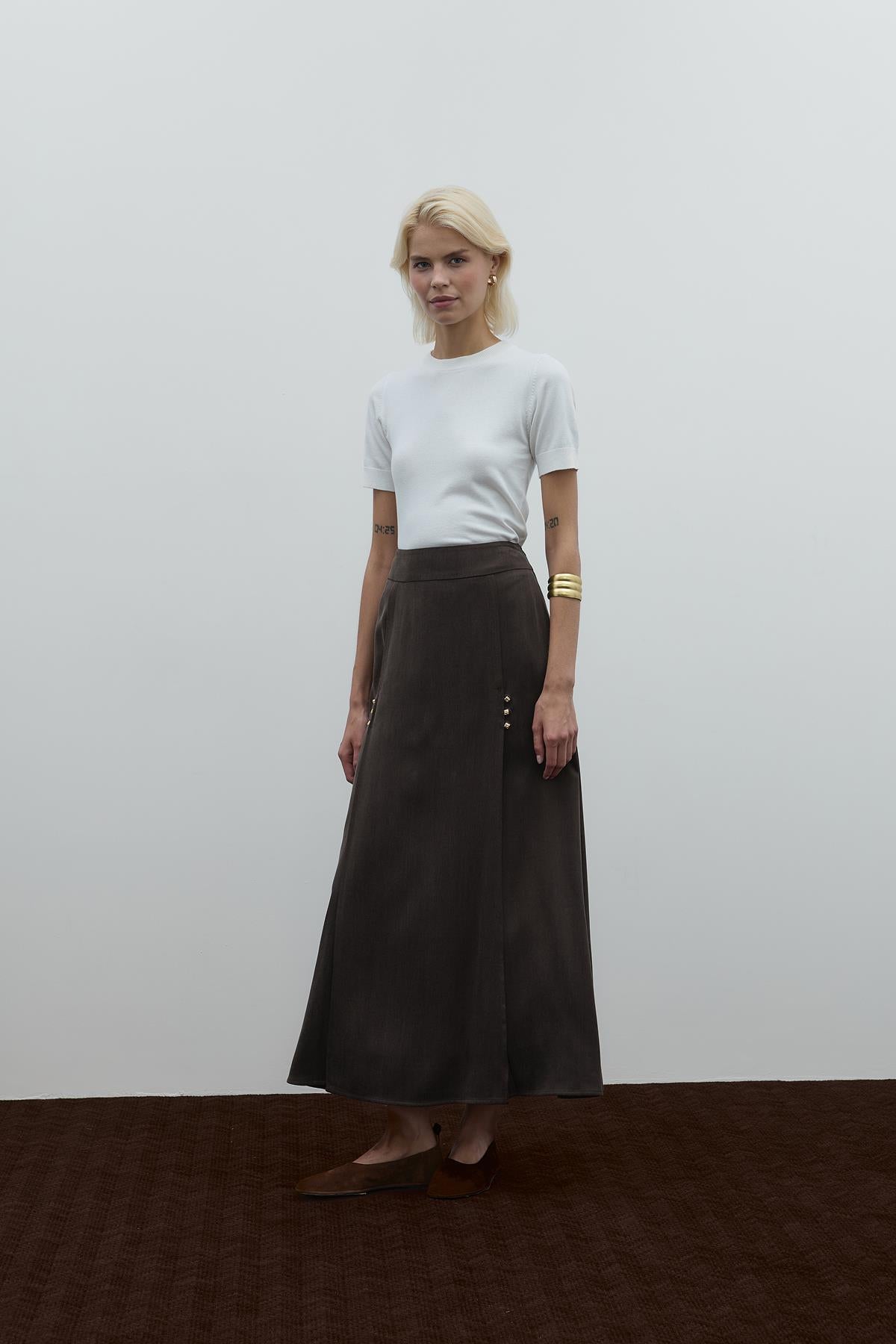 Yüksel Waist Cupro Maxi Skirt