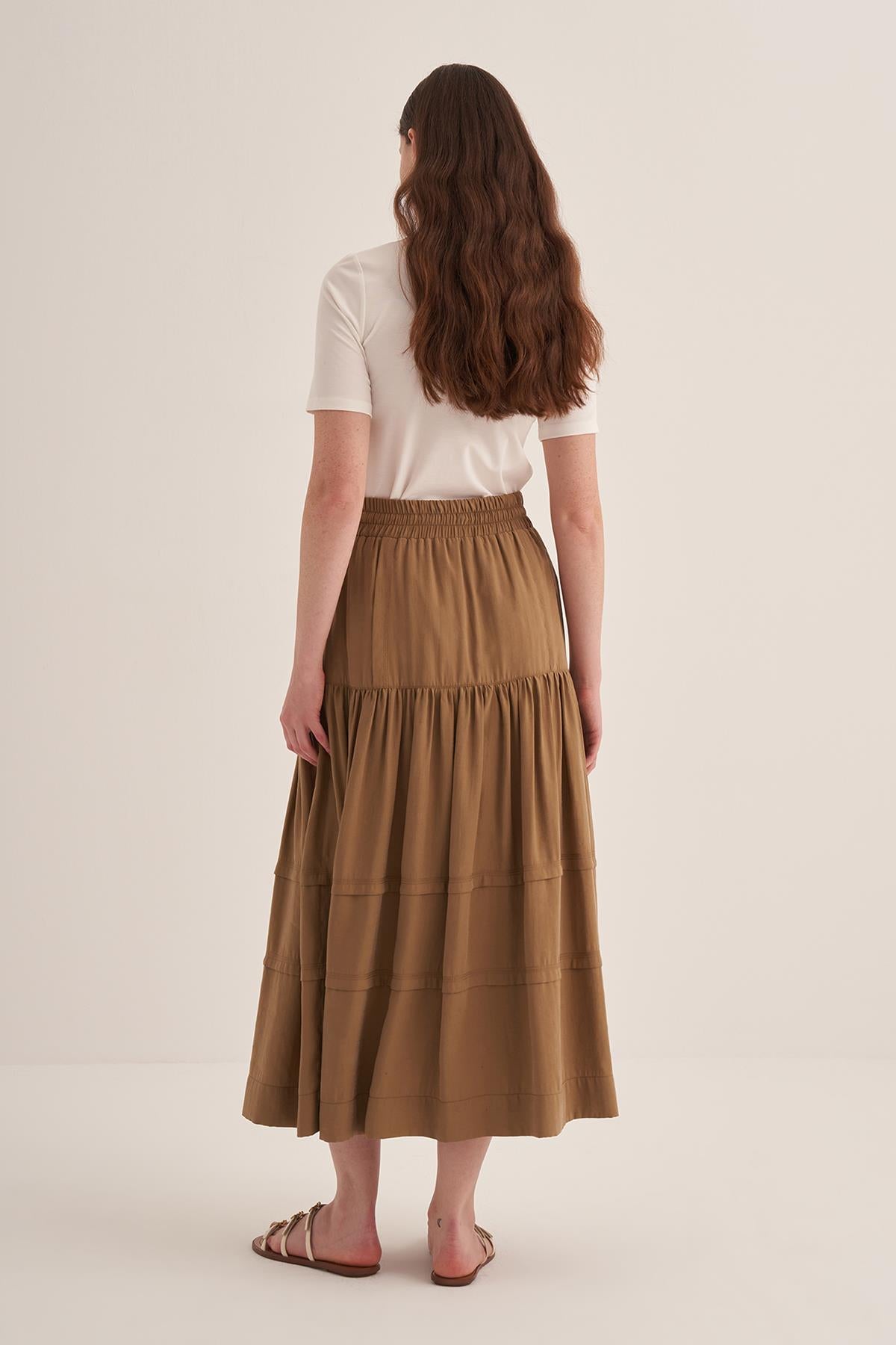 Elastic Waist Layered Skirt