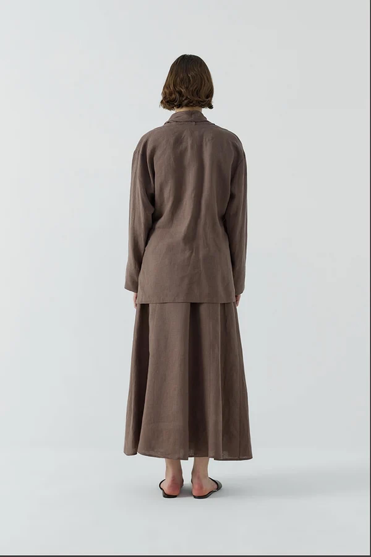 Yan Bağlamalı Keten Kimono