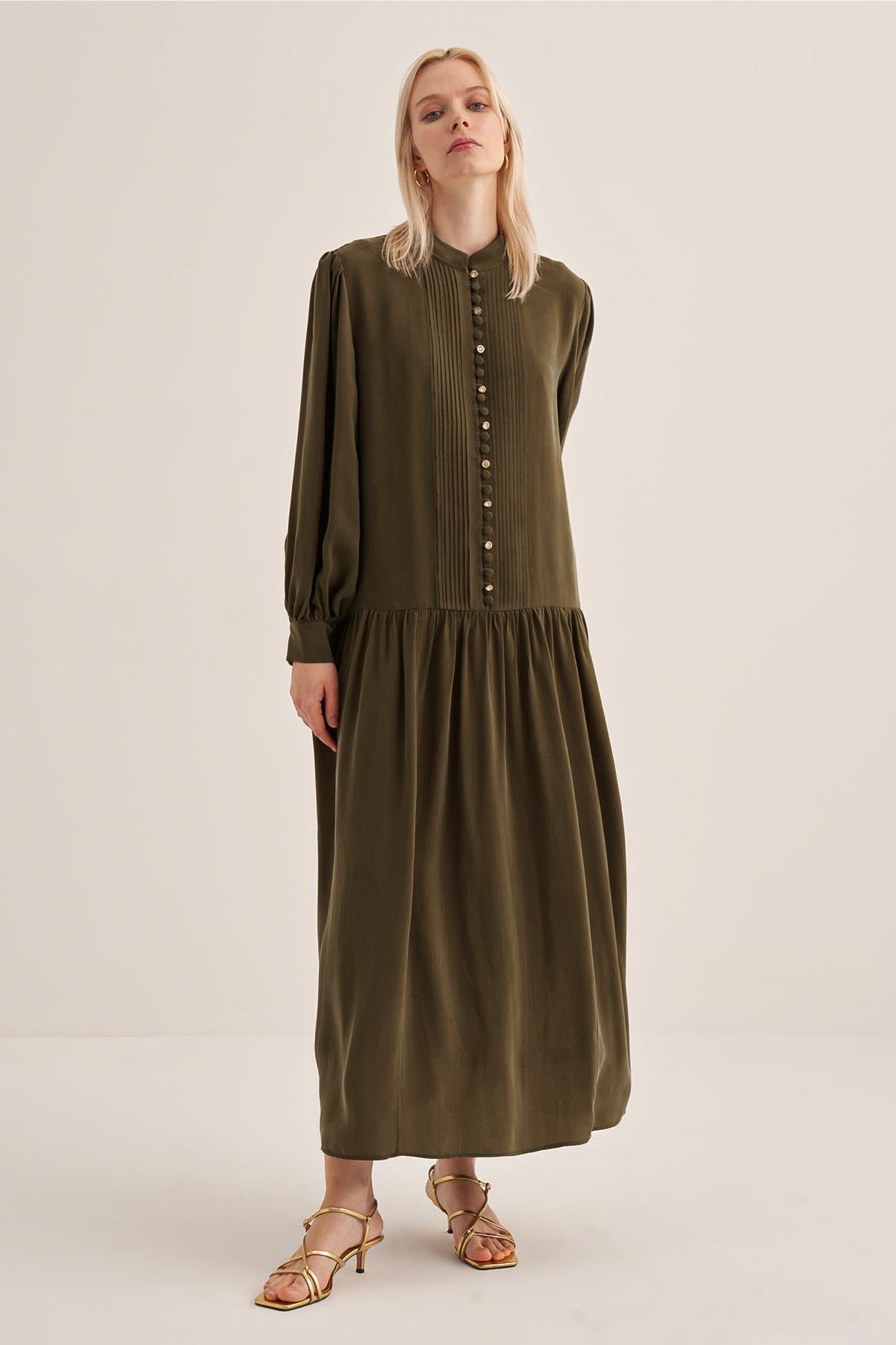 Half Button Cupro Dress