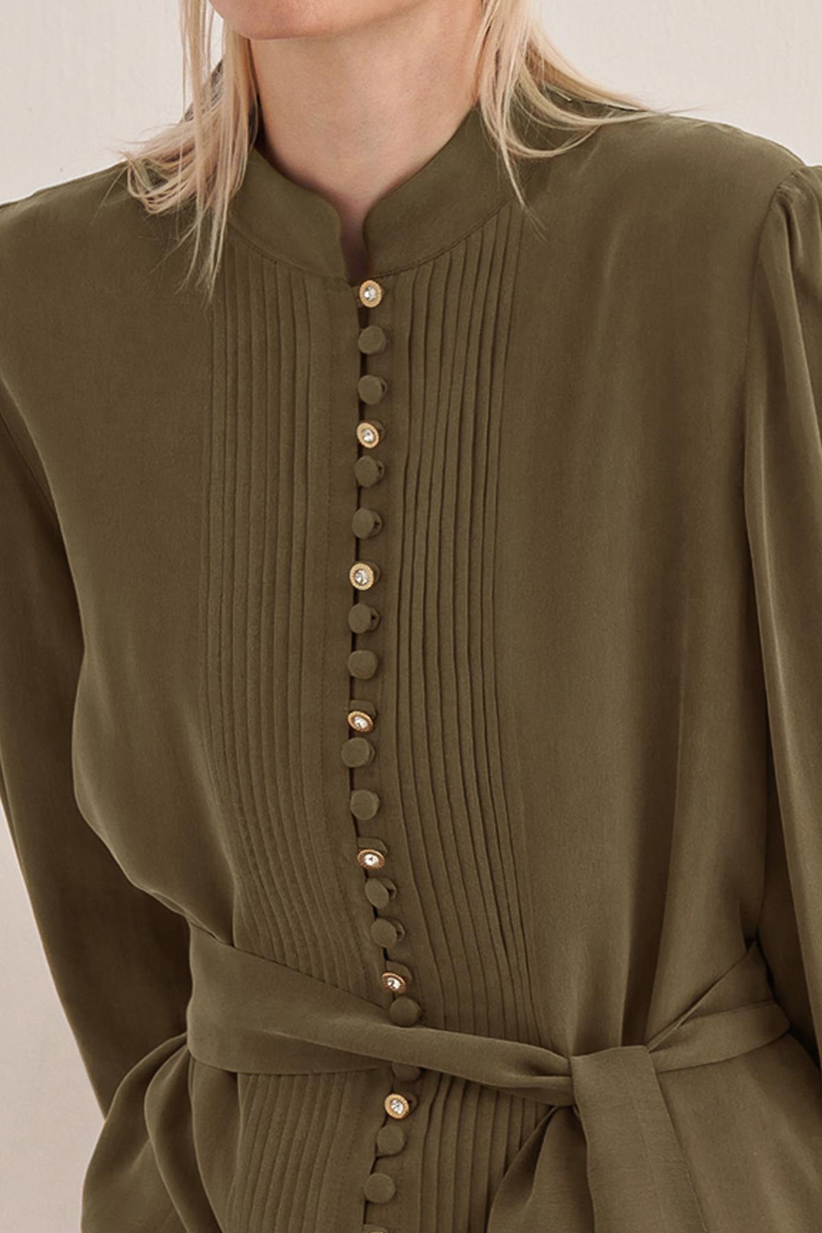 Half Button Cupro Dress
