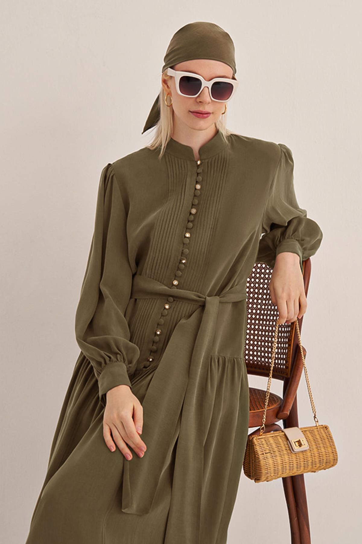 Half Button Cupro Dress