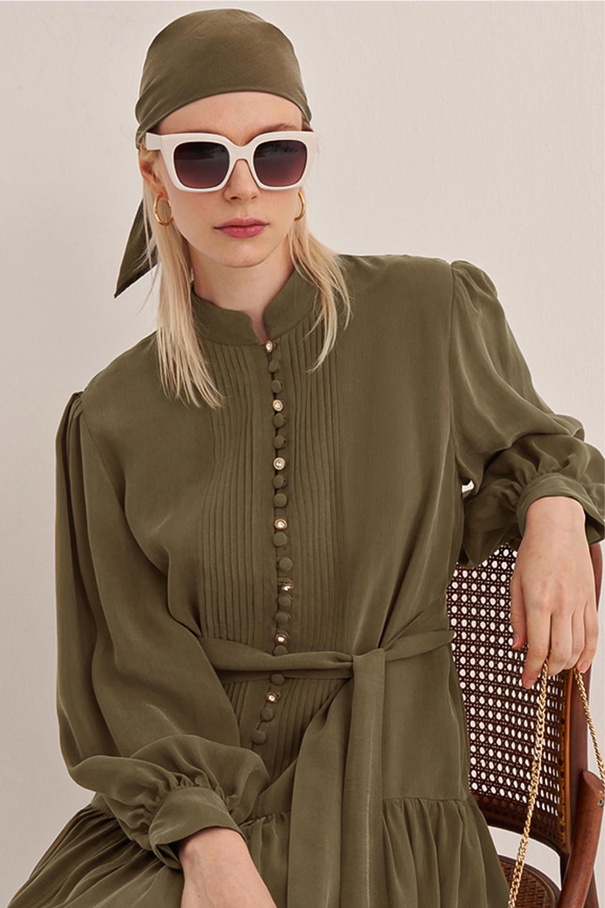 Half Button Cupro Dress