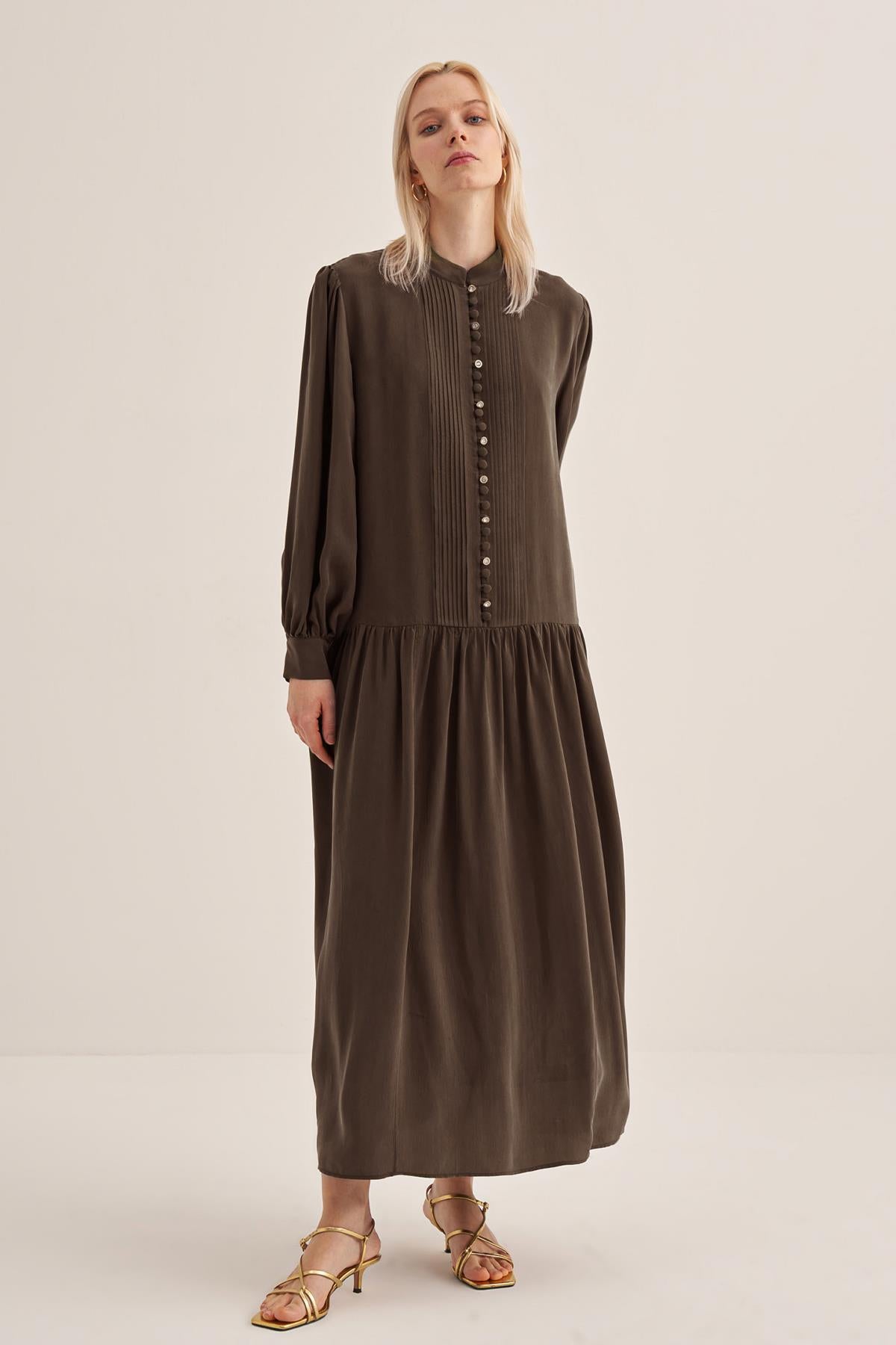 Half Button Cupro Dress