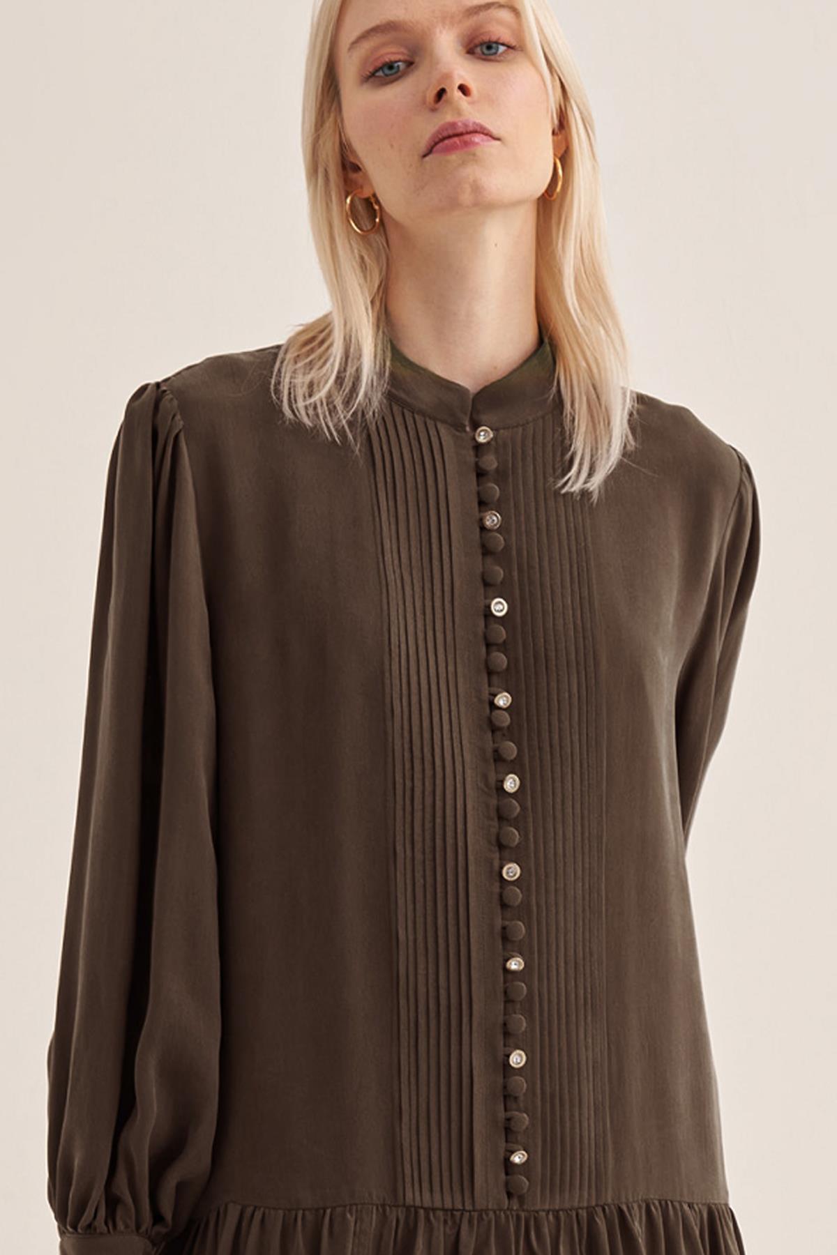 Half Button Cupro Dress